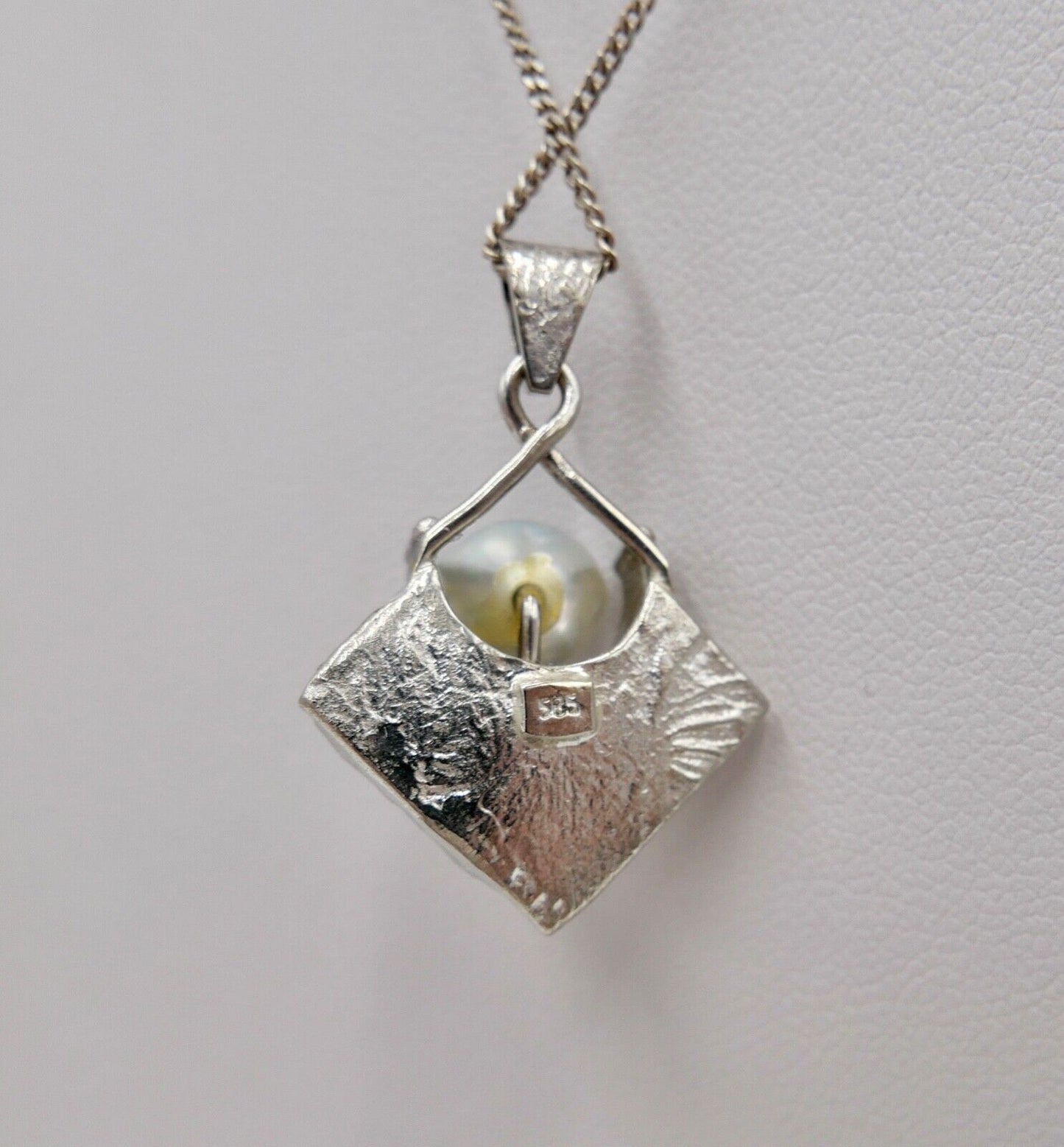 Perle Brillant Saphir Damen Anhänger 585 14K Weißgold aus den 1970er Jahren - Antikhandel-Stuttgart