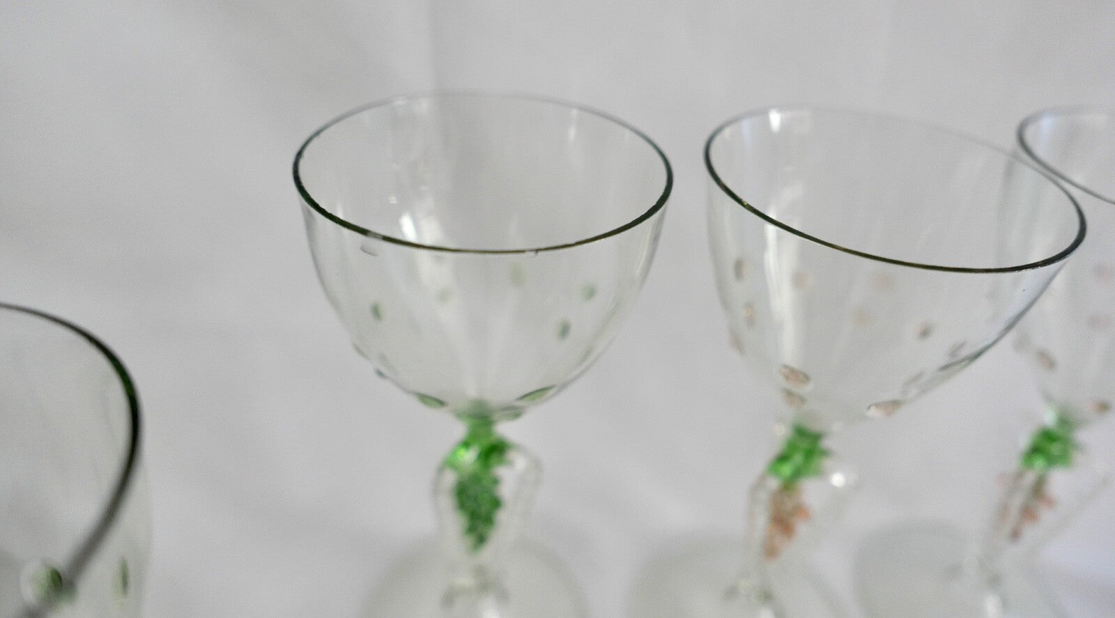 6x Lauscha Bimini Wein Glas Gläser Set Art Deco 14,8 cm buntes Traubenmotiv