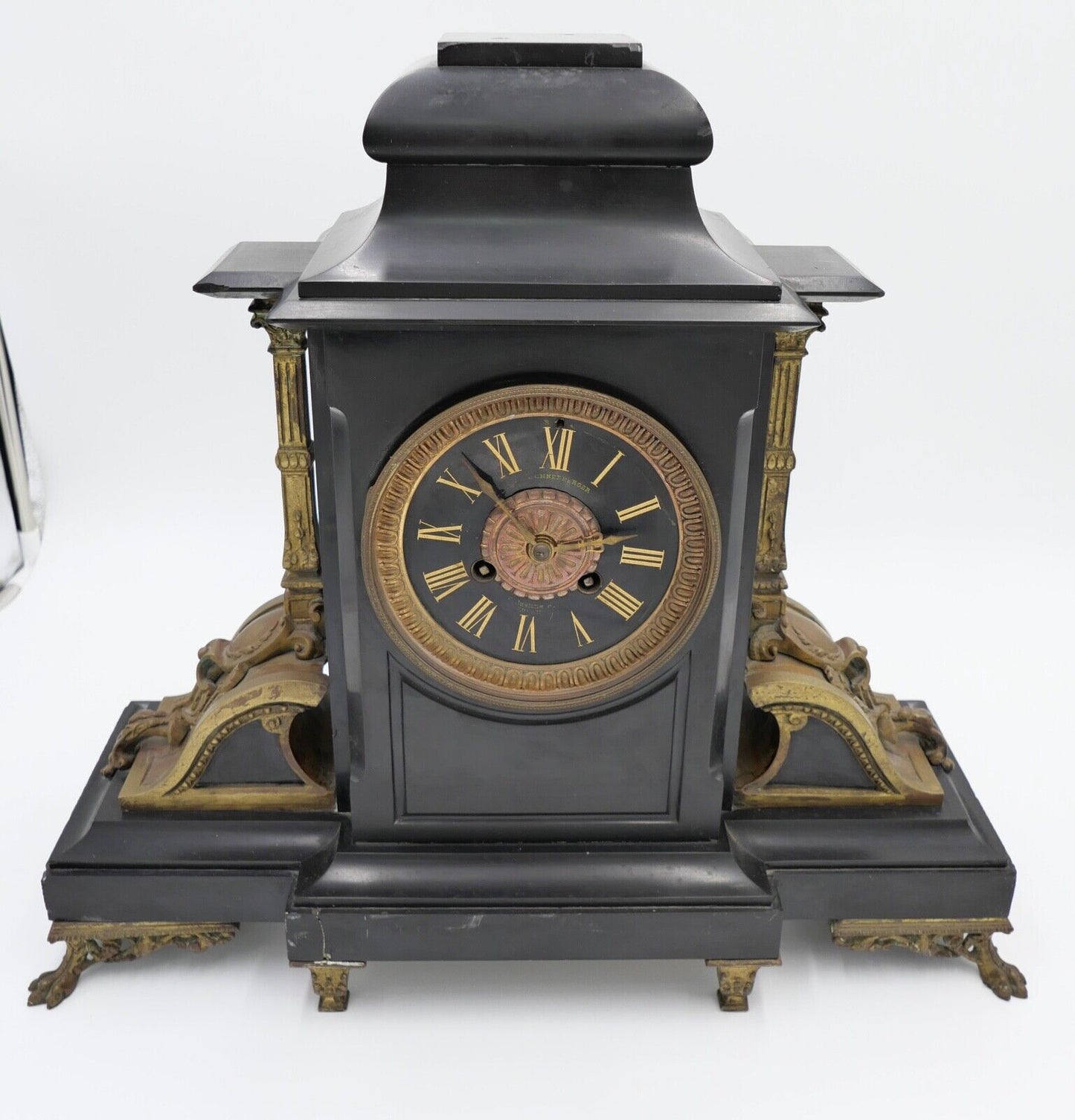 Antike XXL Schneeberger Pendule Kaminuhr um 1870 Historismus sehr schwer - Antikhandel-Stuttgart