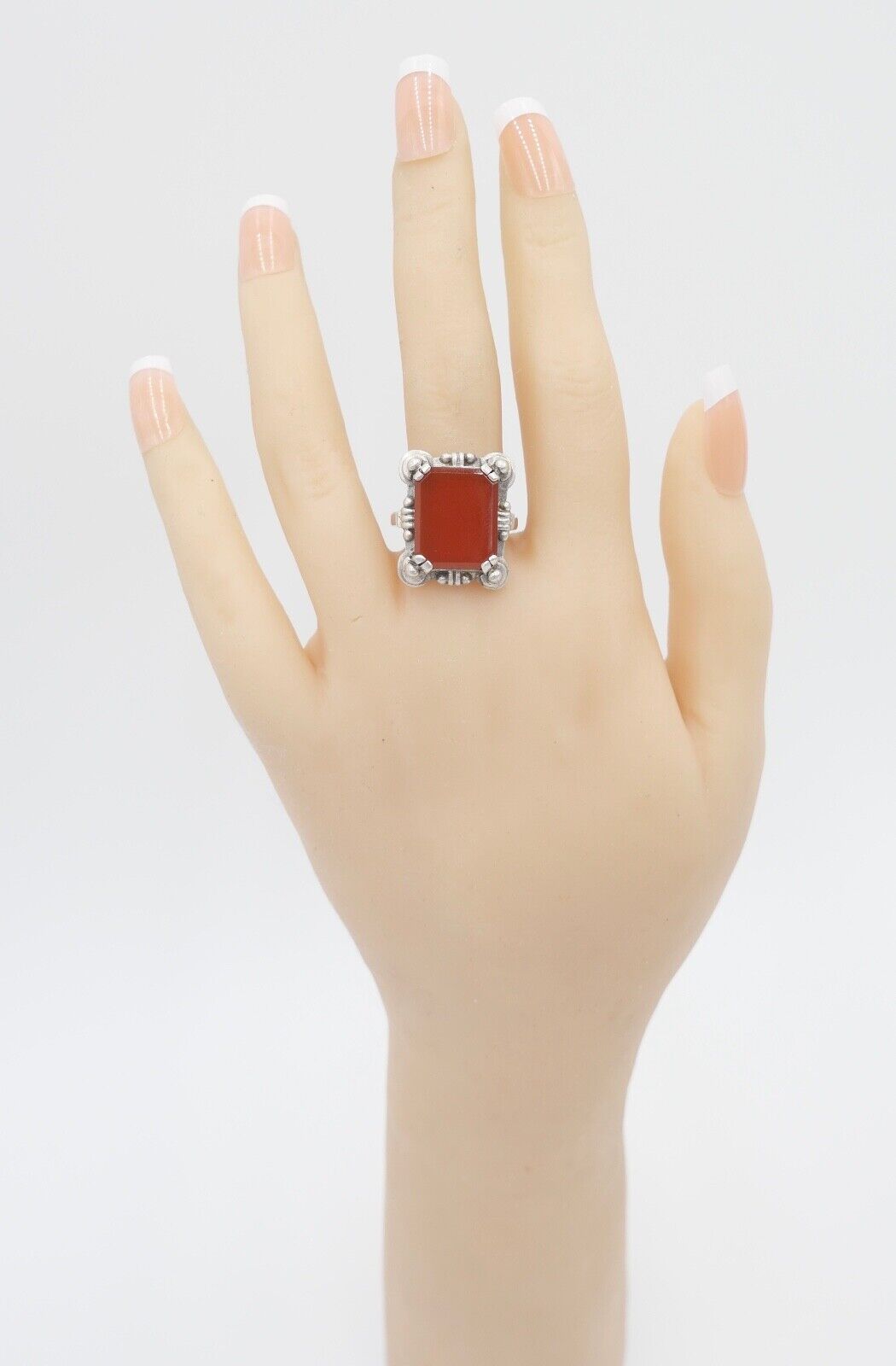 Art Deco Damenring Silber Gr. 55 mit Karneol - Antikhandel-Stuttgart