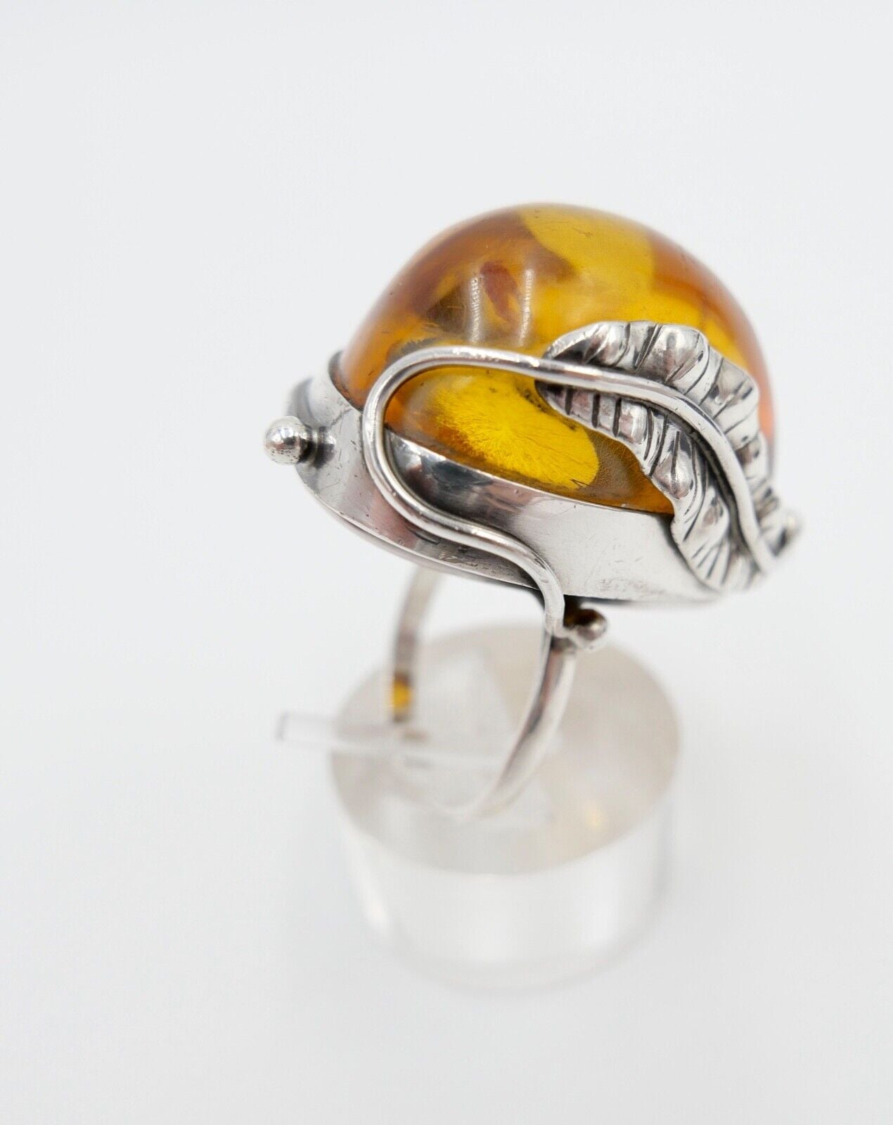 Bernstein Handarbeit Designer Ring Gr. 57 Silber 925 - Antikhandel-Stuttgart