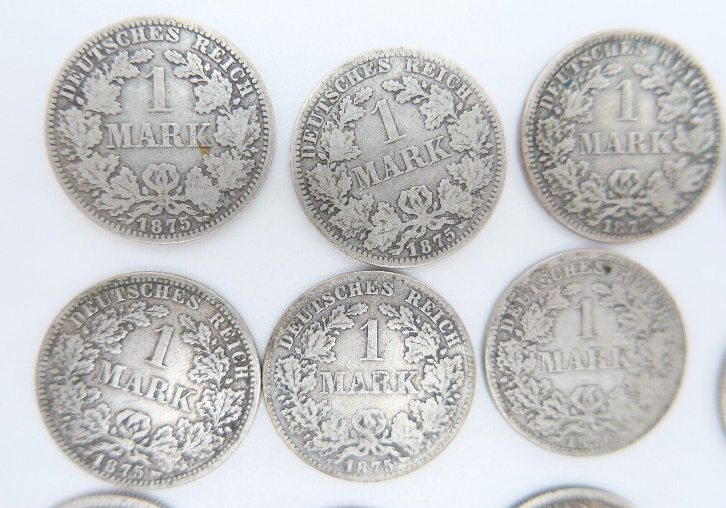 12x 1 Mark Deutsches Reich 1874 - 1880A B G Jäger J.9 Silber in SS - Antikhandel-Stuttgart