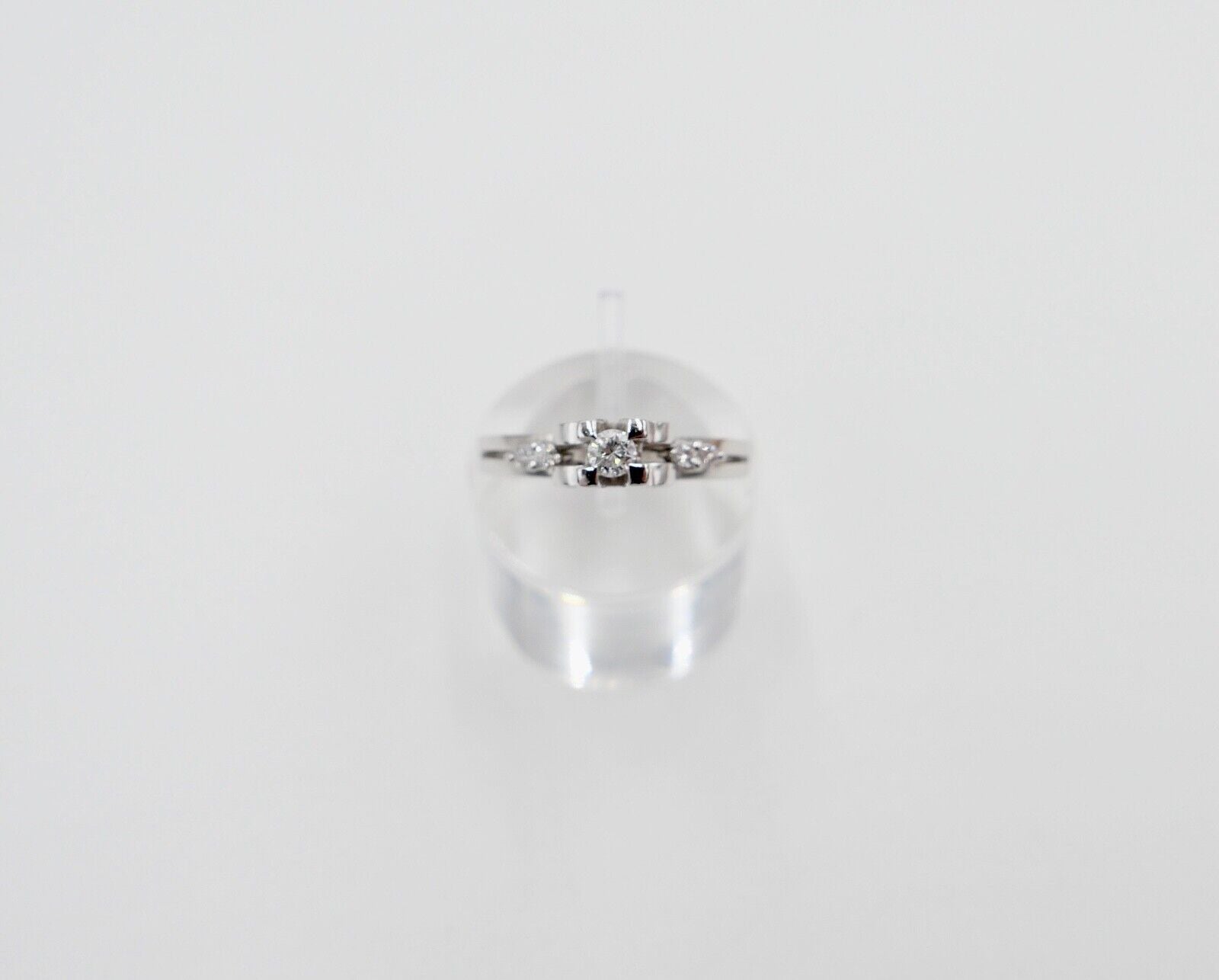 Weiß Gold Ring 585 14K mit 5 Brillanten Diamanten 0,18 Ct Gr. 57 Diamant VVS TW - Antikhandel-Stuttgart