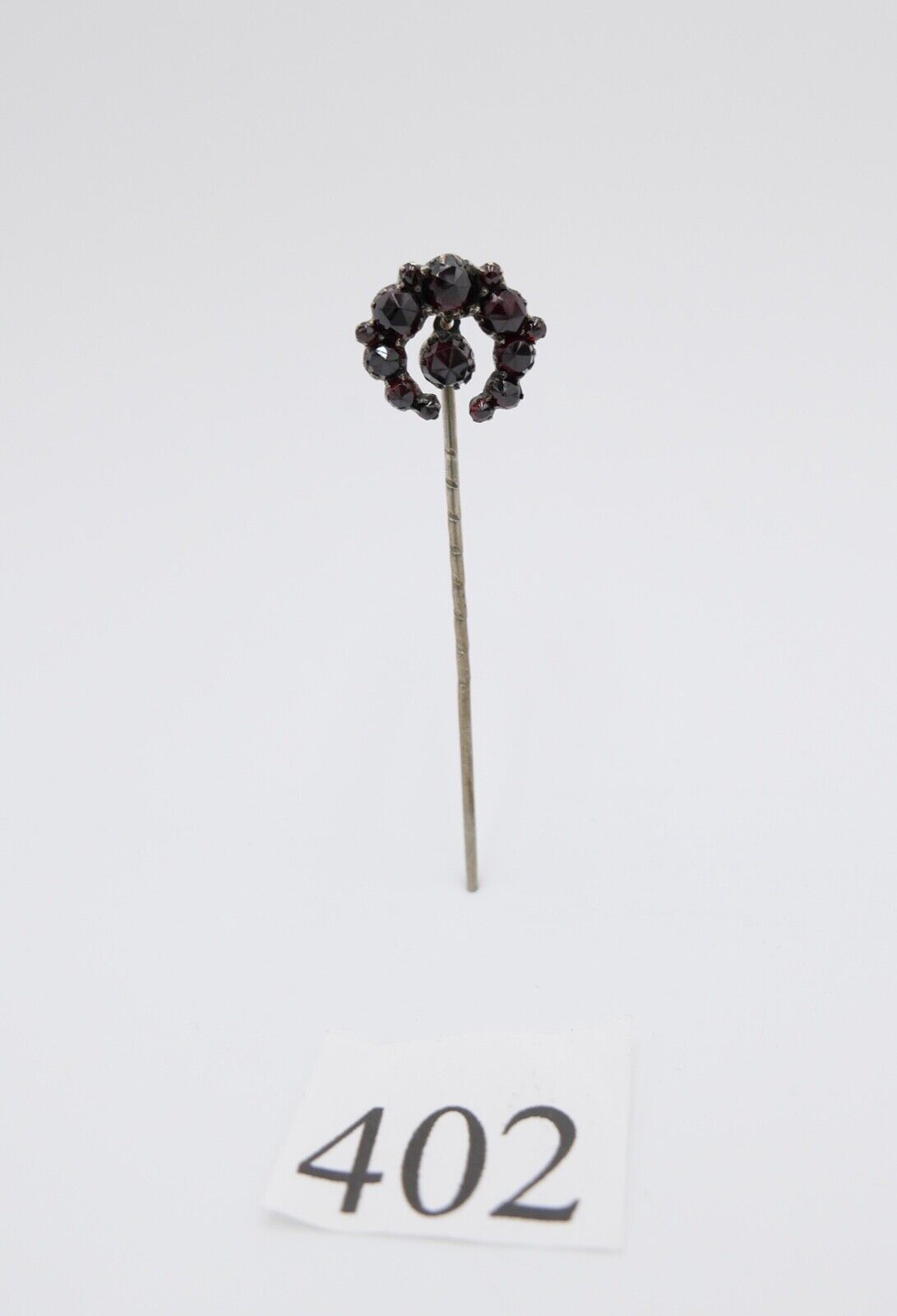 antike 19Jhd Granat Stabbrosche Brosche vergoldet brooch ø14mm gold plated Nadel - Antikhandel-Stuttgart