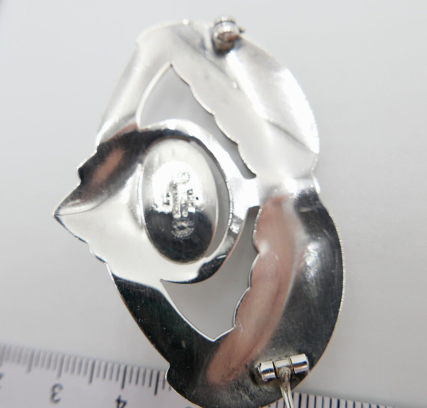 Alte große Georg Jensen 925 Sterling Silber Brosche GJ Pinienzapfen Artischocke - Antikhandel-Stuttgart