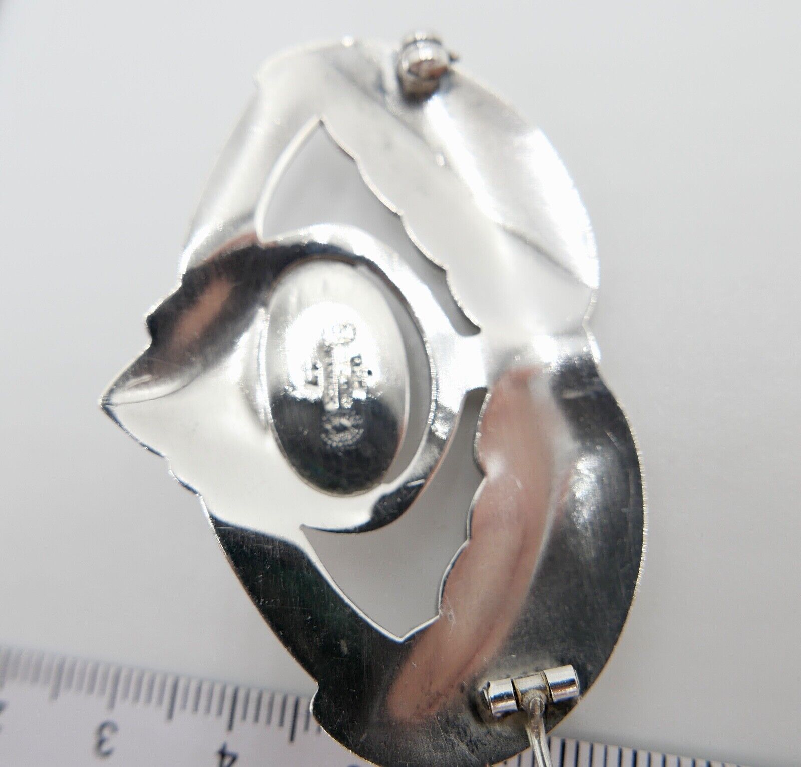 Alte große Georg Jensen 925 Sterling Silber Brosche GJ Pinienzapfen Artischocke - Antikhandel-Stuttgart