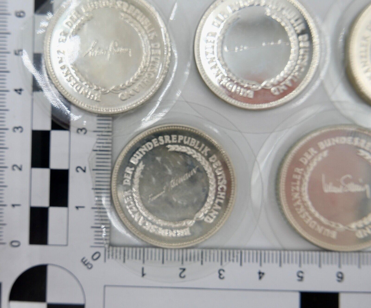 5x 925 Silbermedaillen " Bundeskanzler der Bundesrepublik " mit Unterschrift PP - Antikhandel-Stuttgart