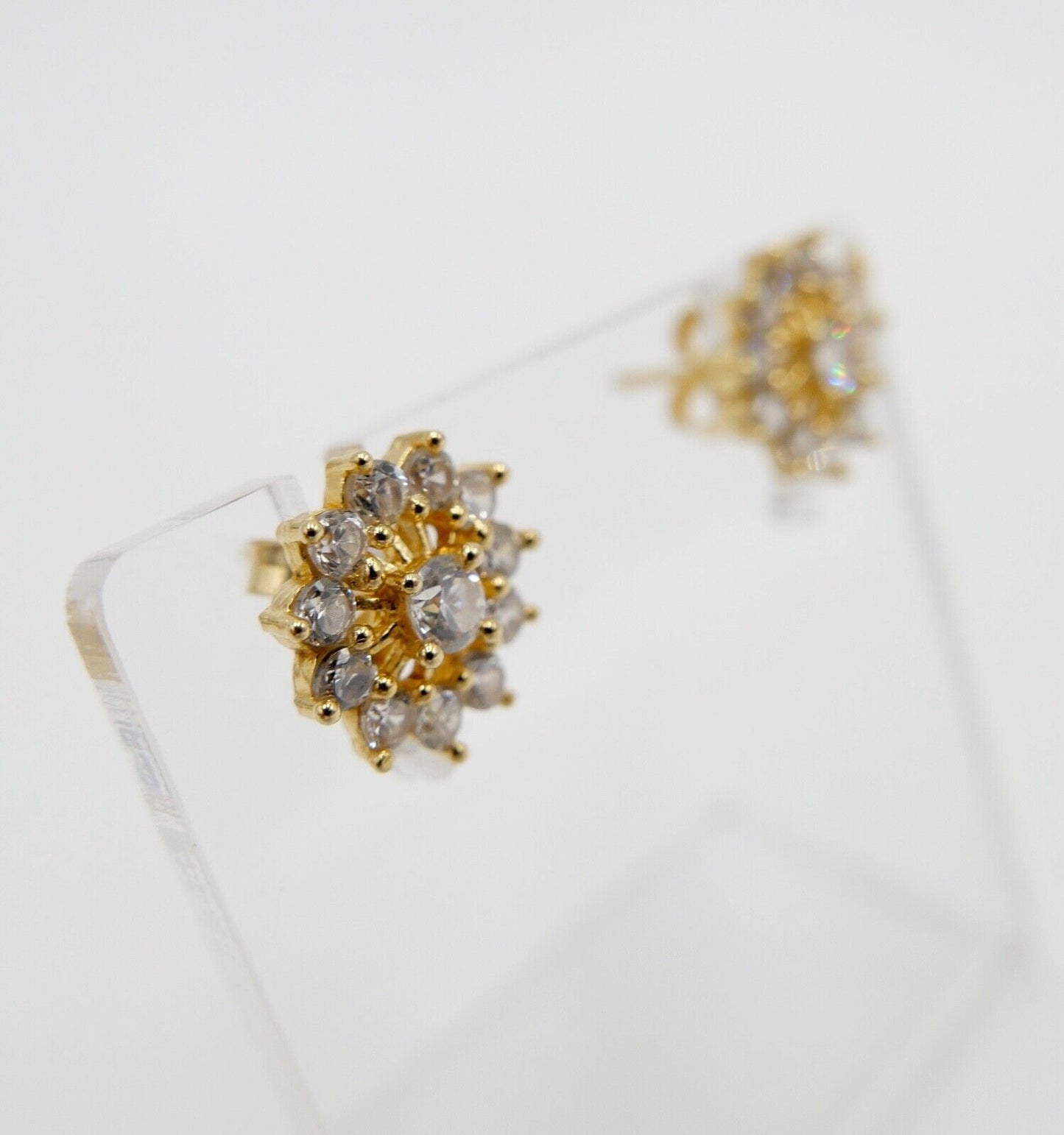 90er Jahre Gelbgold Ohrringe Ohrstecker mit Zirkonia 750 / 18K Italien 0,86 Ct - Antikhandel-Stuttgart