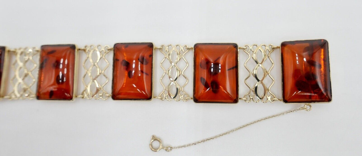 FISCHLAND Damen Bernstein Armband Gelbgold 333 8K amber 19,3 cm - Antikhandel-Stuttgart