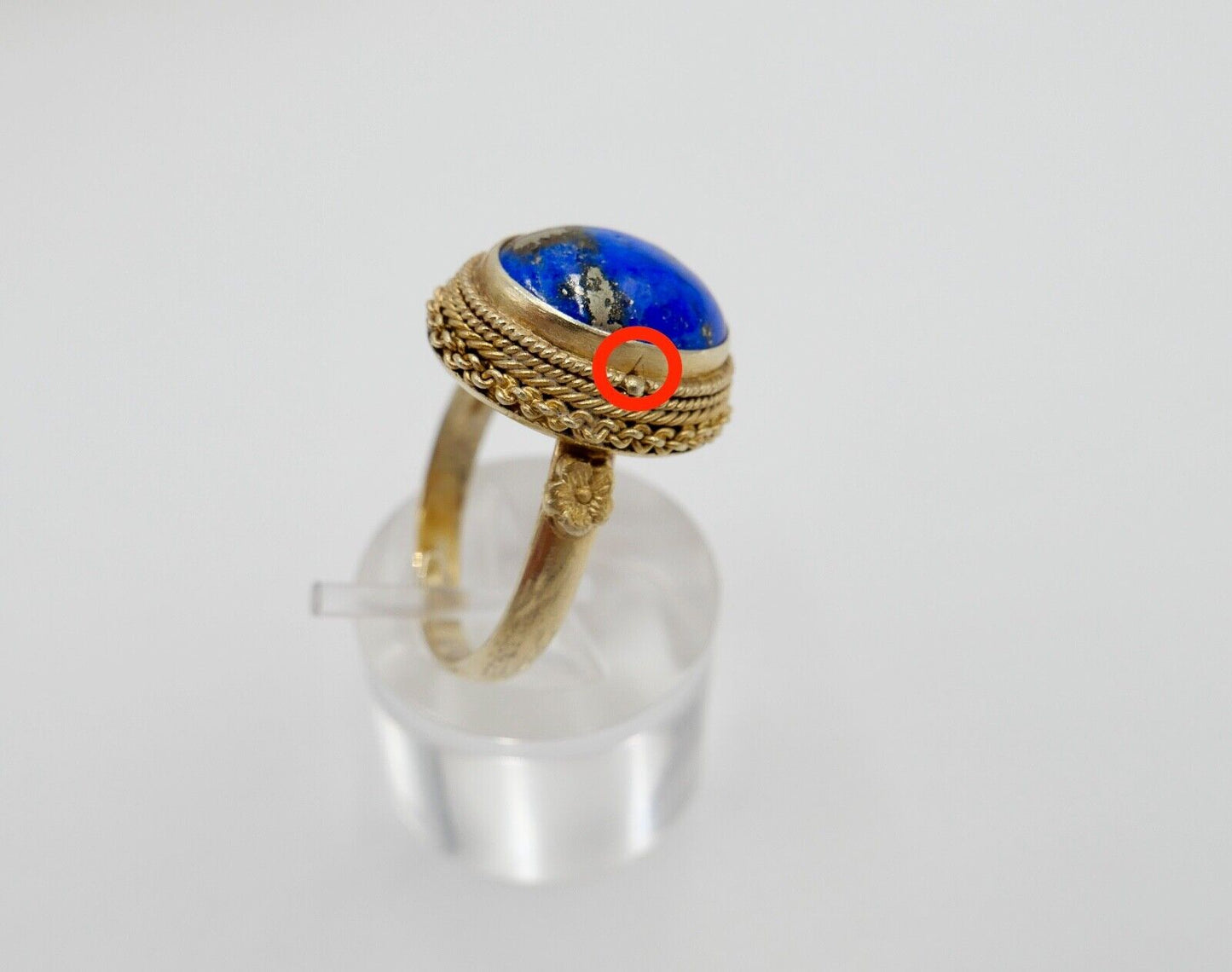 Lapislazuli Lapis Lazuli Ring Silber vergoldet 1960er Jahre China - Antikhandel-Stuttgart