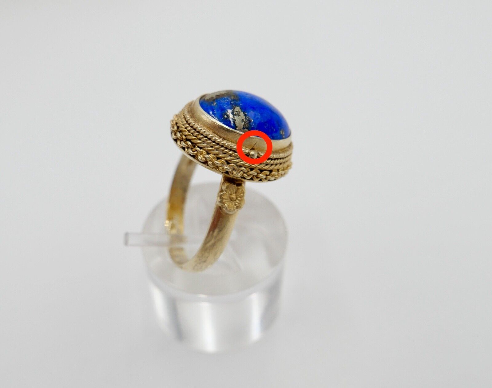 Lapislazuli Lapis Lazuli Ring Silber vergoldet 1960er Jahre China - Antikhandel-Stuttgart