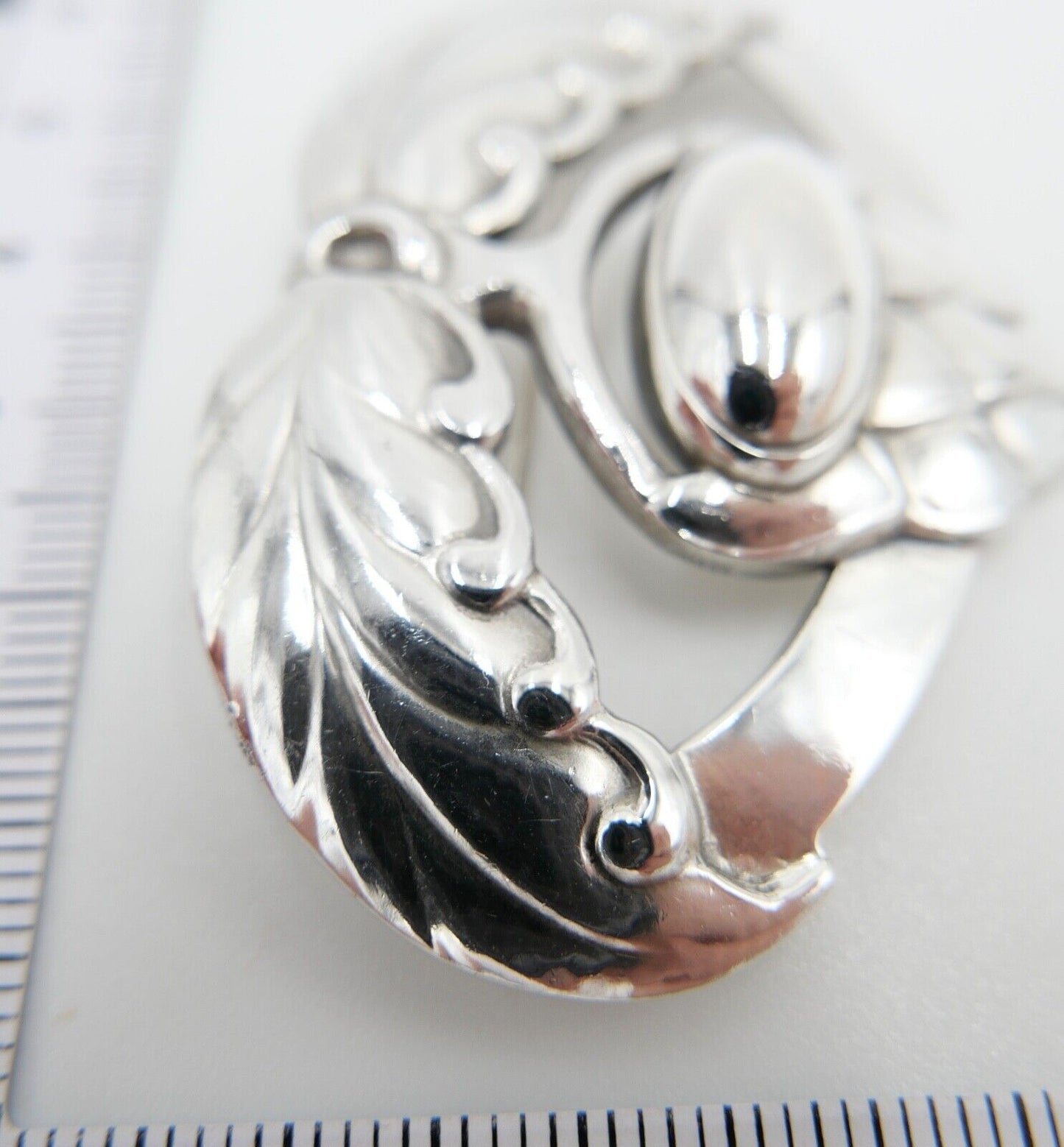 Alte große Georg Jensen 925 Sterling Silber Brosche GJ Pinienzapfen Artischocke - Antikhandel-Stuttgart