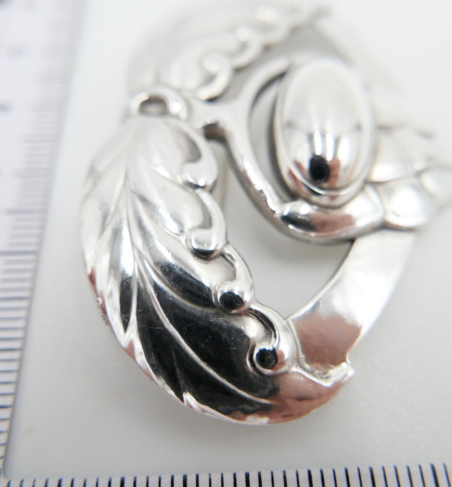 Alte große Georg Jensen 925 Sterling Silber Brosche GJ Pinienzapfen Artischocke - Antikhandel-Stuttgart