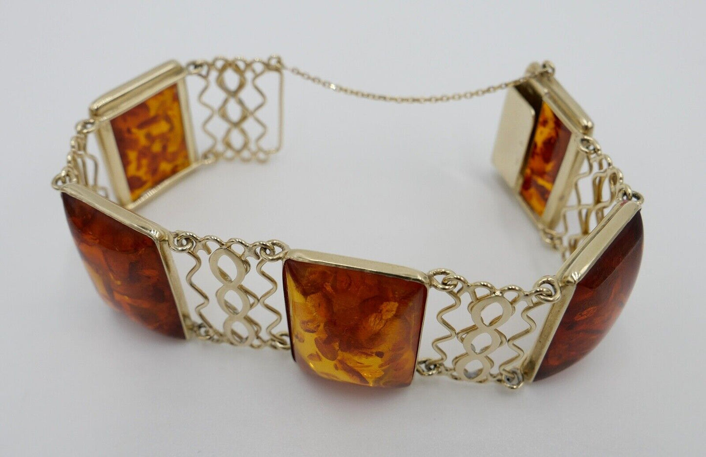 333 Gelbgold FKE Damen Bernstein Glieder Armband 19,3 cm - Antikhandel-Stuttgart