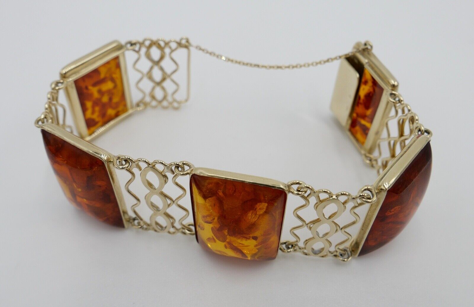 333 Gelbgold FKE Damen Bernstein Glieder Armband 19,3 cm - Antikhandel-Stuttgart