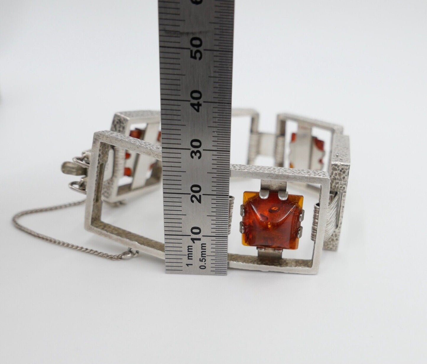 vinatge FISCHLAND Bernstein Armband 58,6 gr silber 835 Amber - Antikhandel-Stuttgart