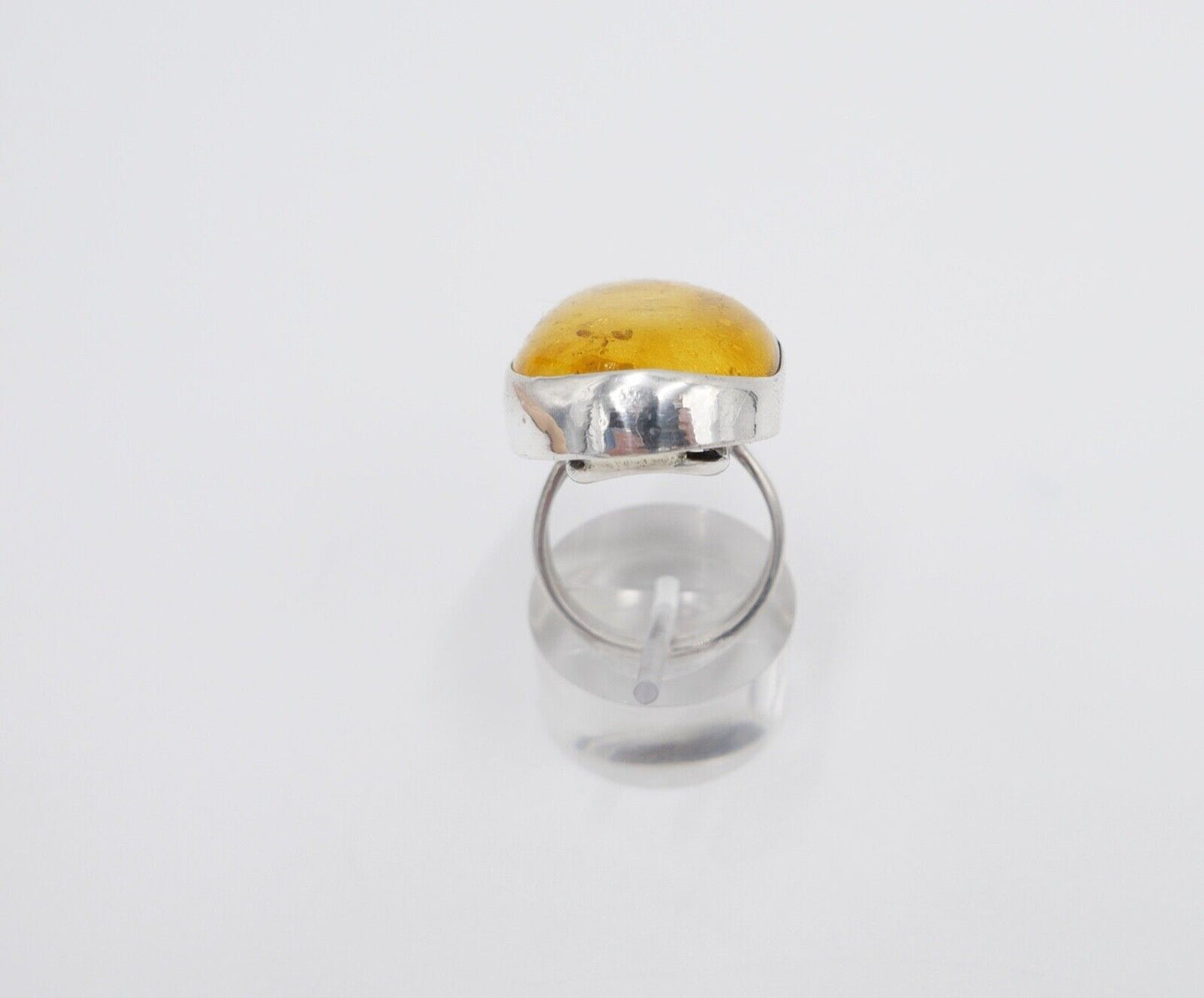 80er Jahre Designer Ring Bernstein Silber 925 Gr. 60 - Antikhandel-Stuttgart