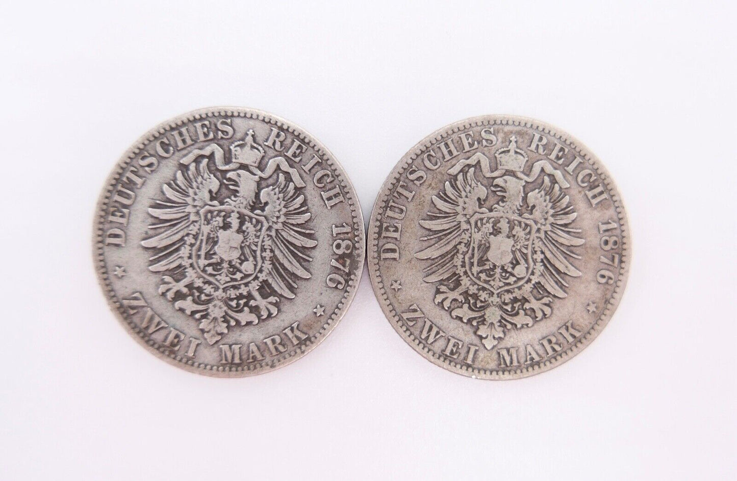 2x 2 Mark 1876 A + B " Wilhelm König von Preussen " ss - vz Jäger J.96 Silber - Antikhandel-Stuttgart