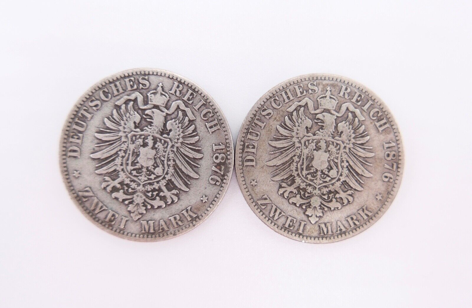2x 2 Mark 1876 A + B " Wilhelm König von Preussen " ss - vz Jäger J.96 Silber - Antikhandel-Stuttgart