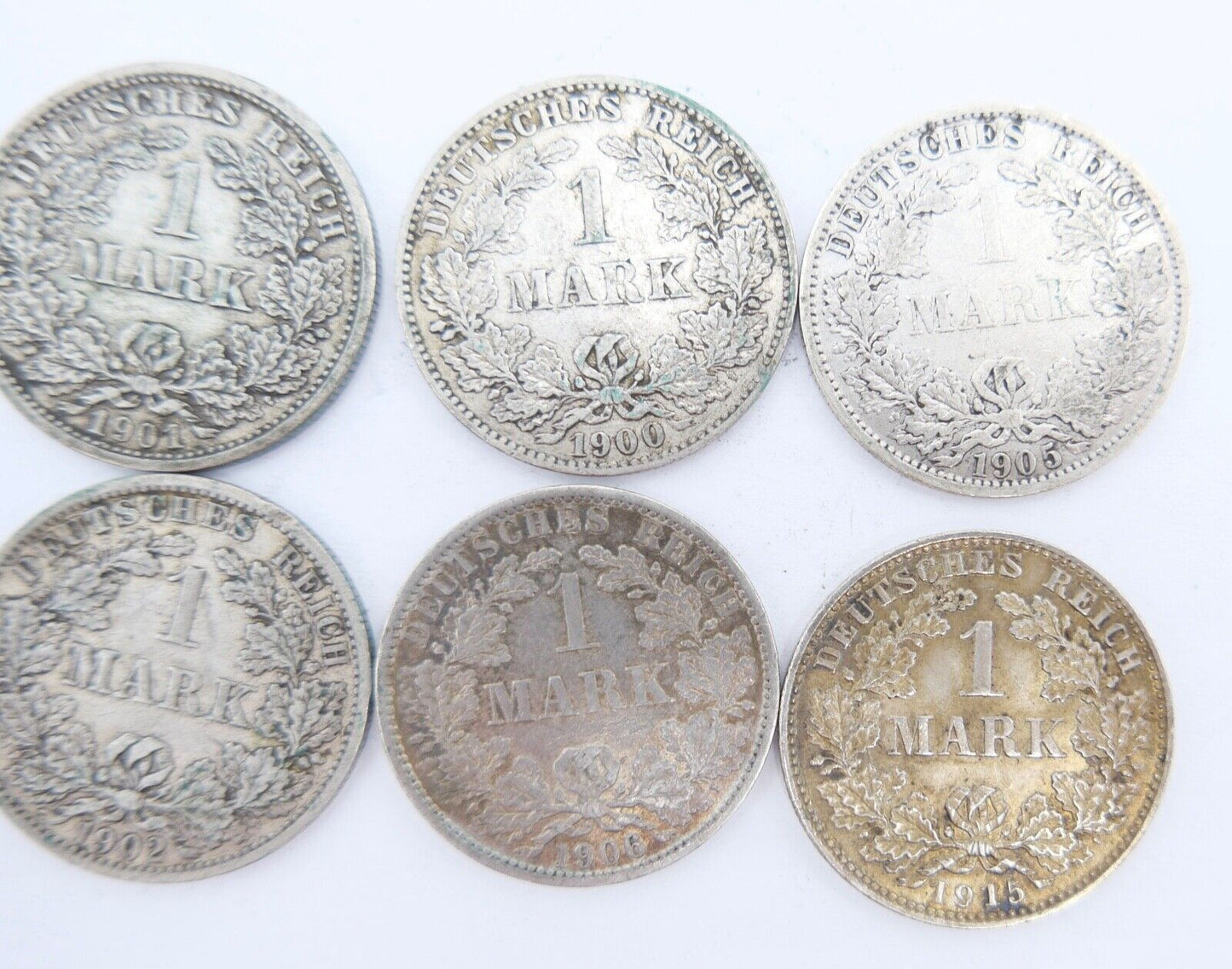 6x 1 Mark Kaiserreich 1900-1915 Jäger J.17 VZ-STG Vorzüglich - Stempelglanz - Antikhandel-Stuttgart