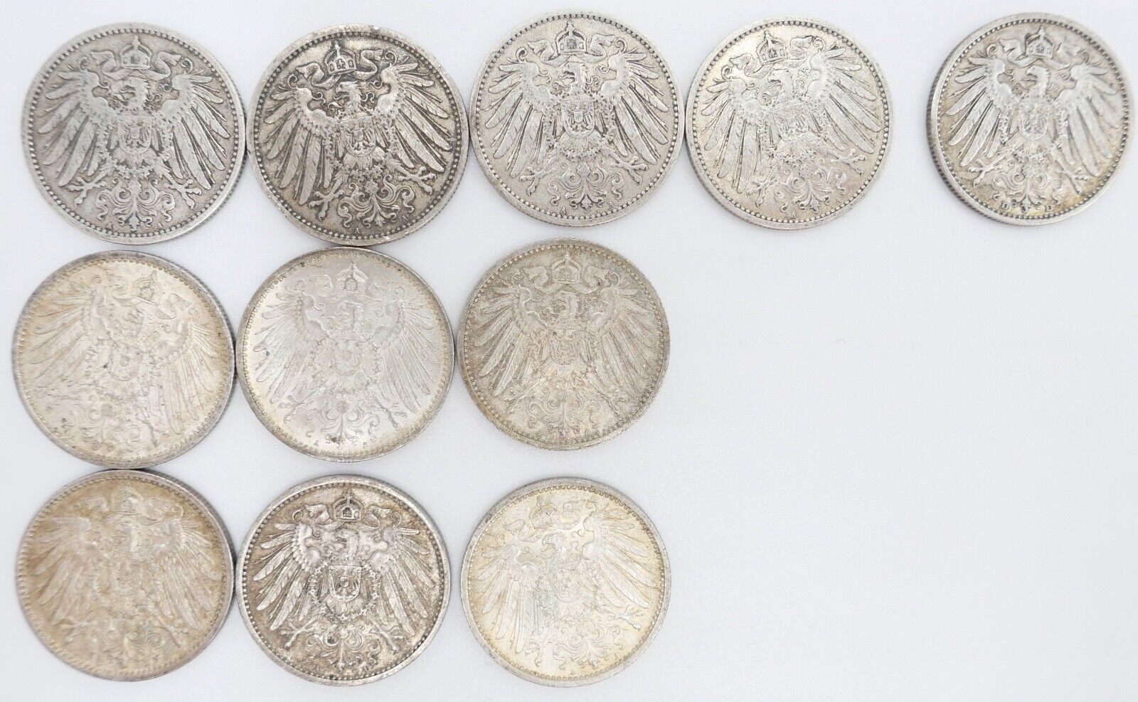 11x 1 Mark Deutsches Reich 1901-1915 A D E Jäger J.17 VZ-STG - Antikhandel-Stuttgart