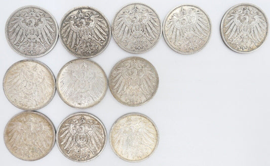 11x 1 Mark Deutsches Reich 1901-1915 A D E Jäger J.17 VZ-STG - Antikhandel-Stuttgart