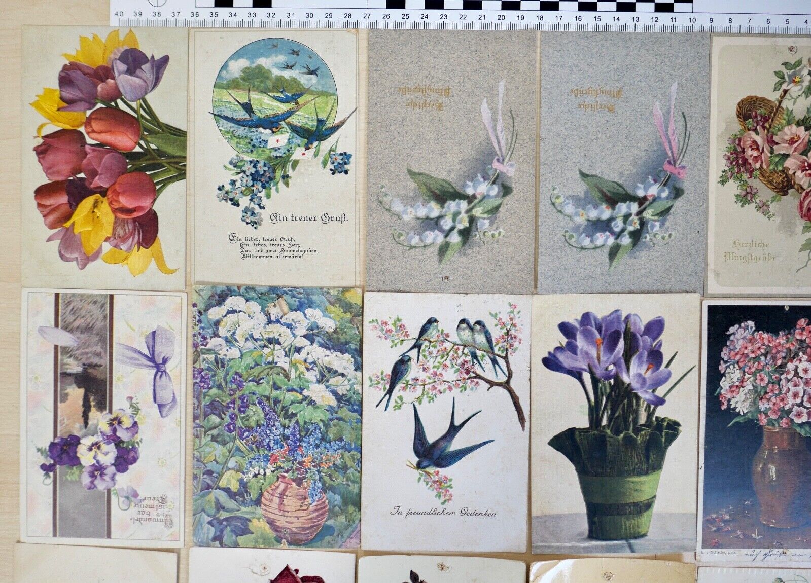 antike Ansichtskarten Postkarten Soldatenbrief Feldpost GLÜCK BLUMEN dt.Reich - Antikhandel-Stuttgart