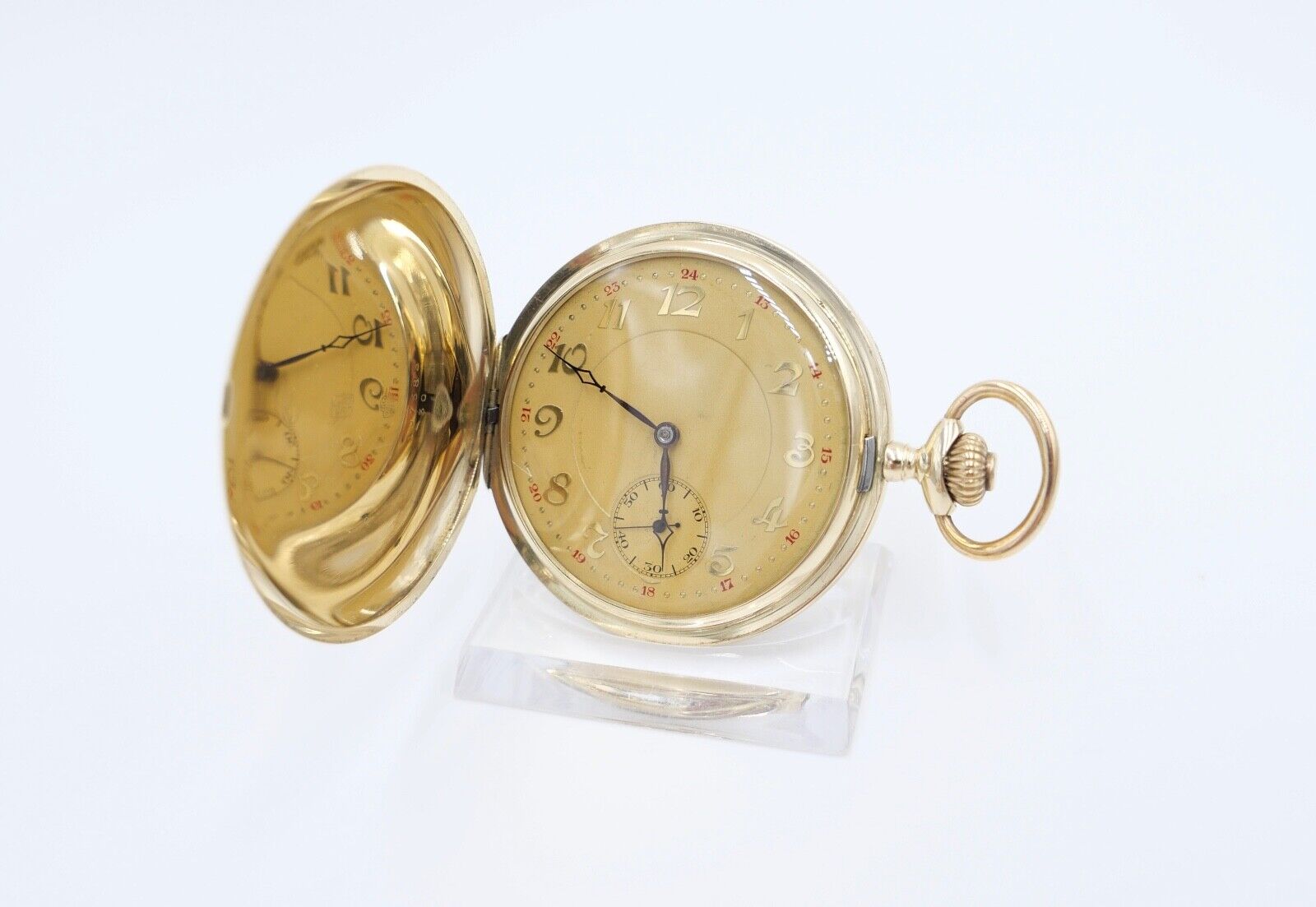 JHH J.H. Hasler & Fils 1916 - 1925 Savonette Taschenuhr 585 / 14K GOLD Ø 51mm - Antikhandel-Stuttgart