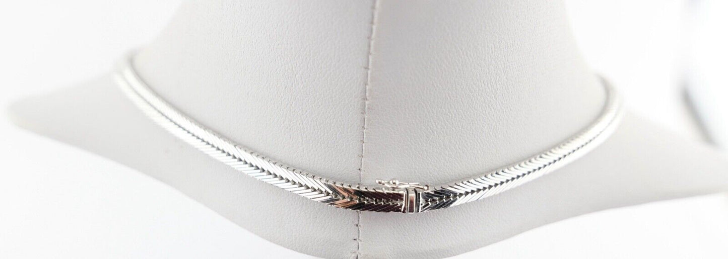 Massives Weißgold Brillant & Saphir Collier 585 14K Klassiker 1970er Jahre 45 cm - Antikhandel-Stuttgart