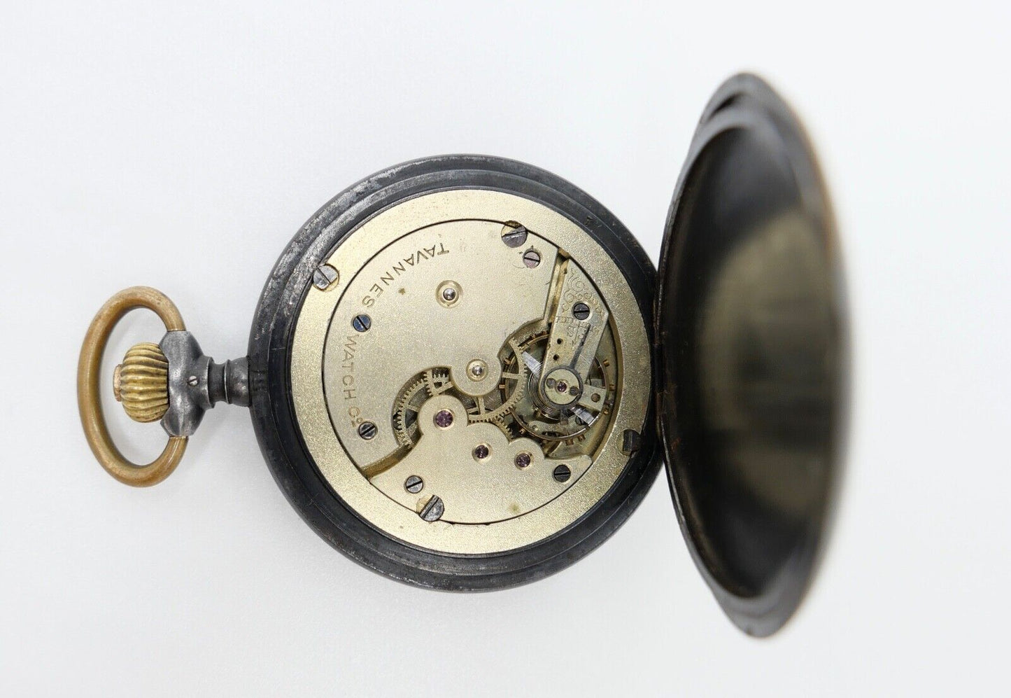 Antike Taschenuhr TAVANNES Ø 48 mm Emaille Zifferblatt - Antikhandel-Stuttgart