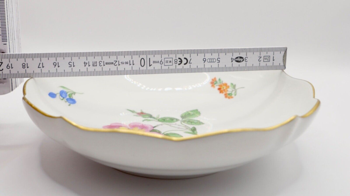 Meissen Schale " Blumenbemalung " mit Goldrand Ø 18cm - Antikhandel-Stuttgart