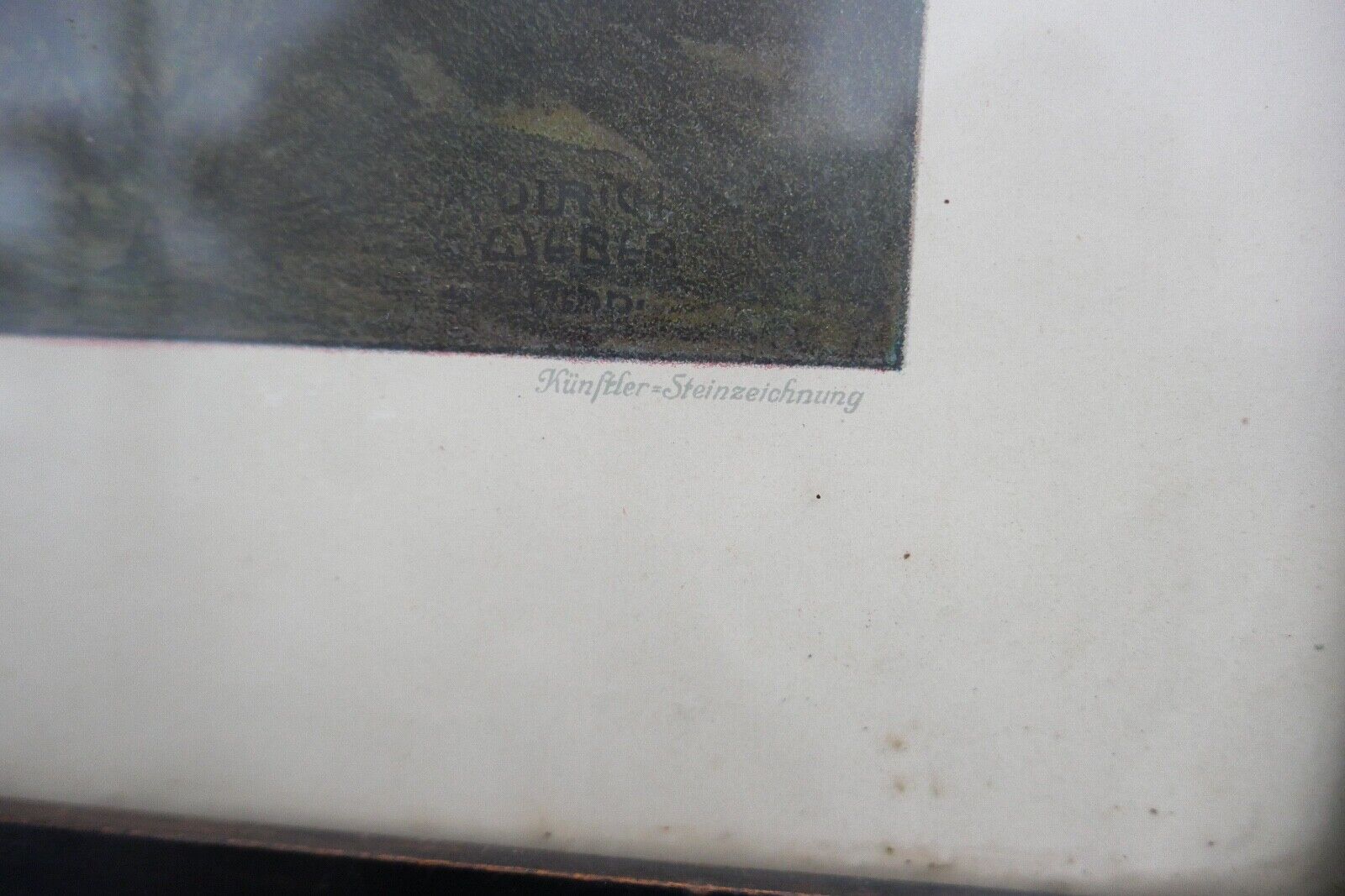 ULRICH WEBER Verlag Leipzig Farb - Lithographie " am Waldesrand " signiert - Antikhandel-Stuttgart