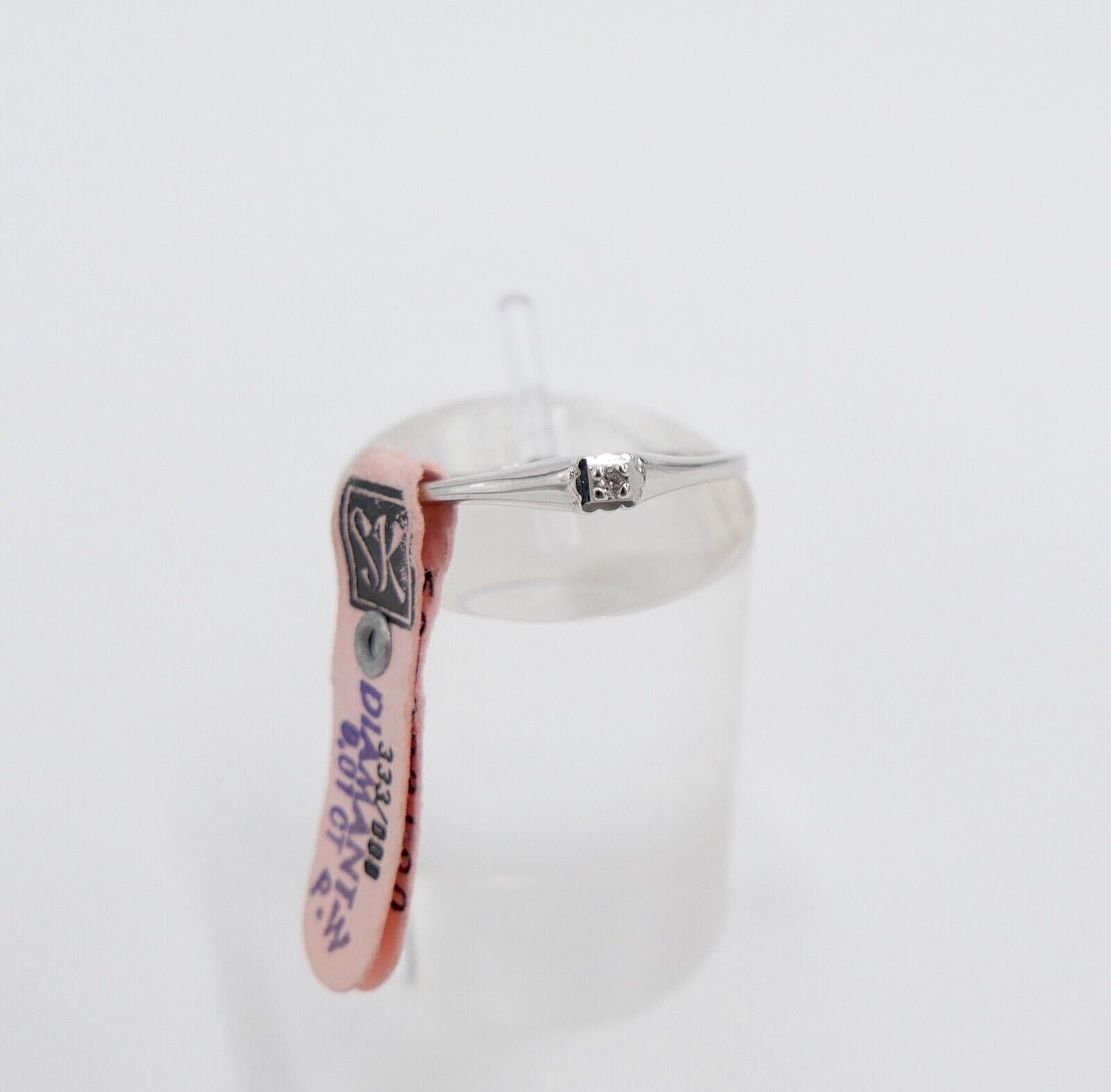 - NEU - 90er Jahre Solitär Ring Weißgold Gold 333 8K Brillant 0,01 Ct Gr. 55 56 - Antikhandel-Stuttgart