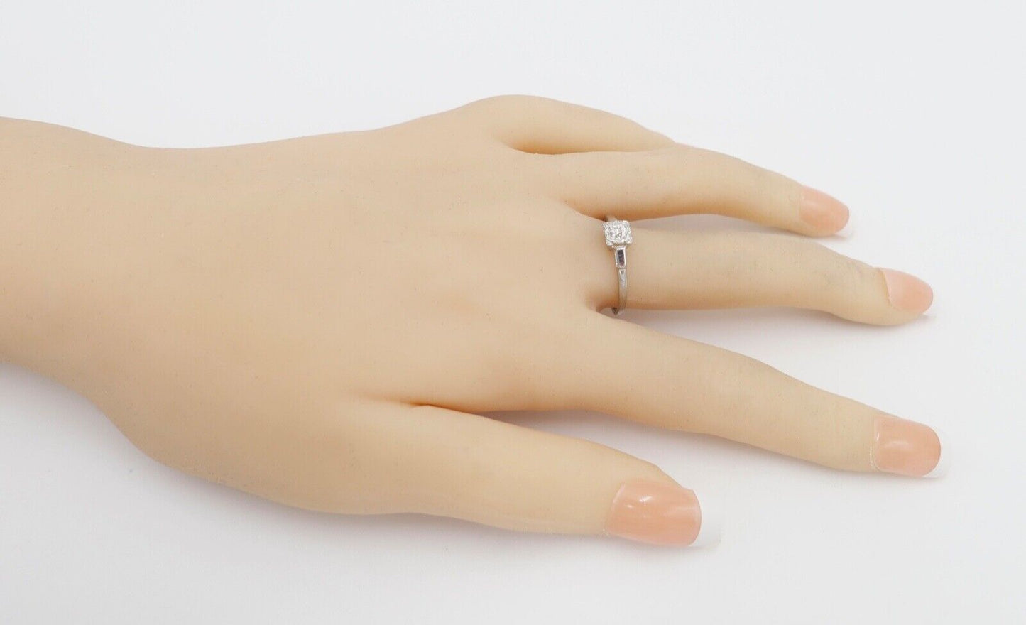 Solitär Weißgold Ring 750 18K mit 1 Diamant im Altschliff 0,16 Ct Gr.56-57 - Antikhandel-Stuttgart