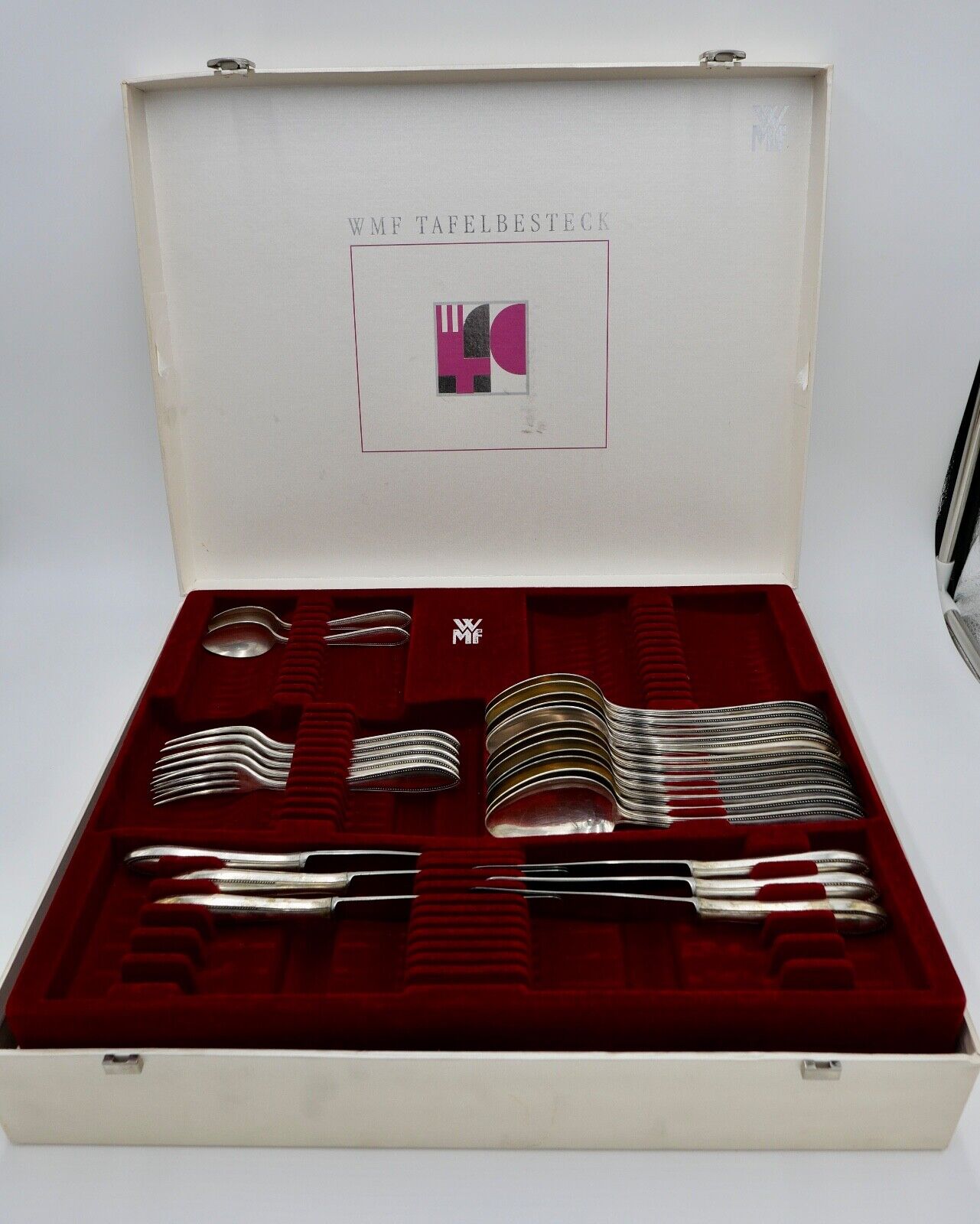 29 tlg. 90er ähnl. WMF 500 Perlrand cutlery Besteck Gabel Löffel Schöpfer Set - Antikhandel-Stuttgart
