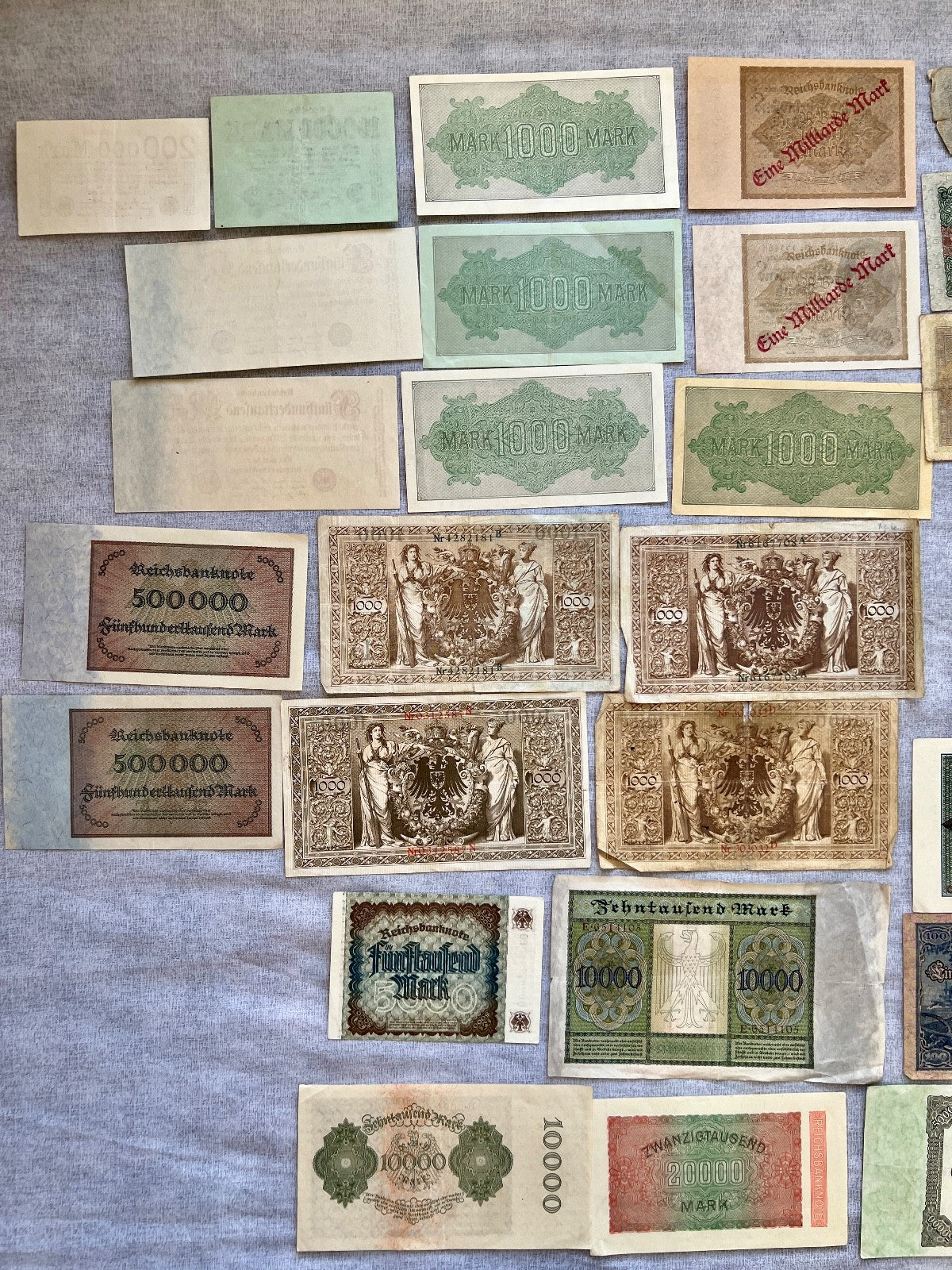 Posten 58x Inflation Geldscheine Banknoten Mark UNC dt. Reich Ro. 36 63 84 usw.