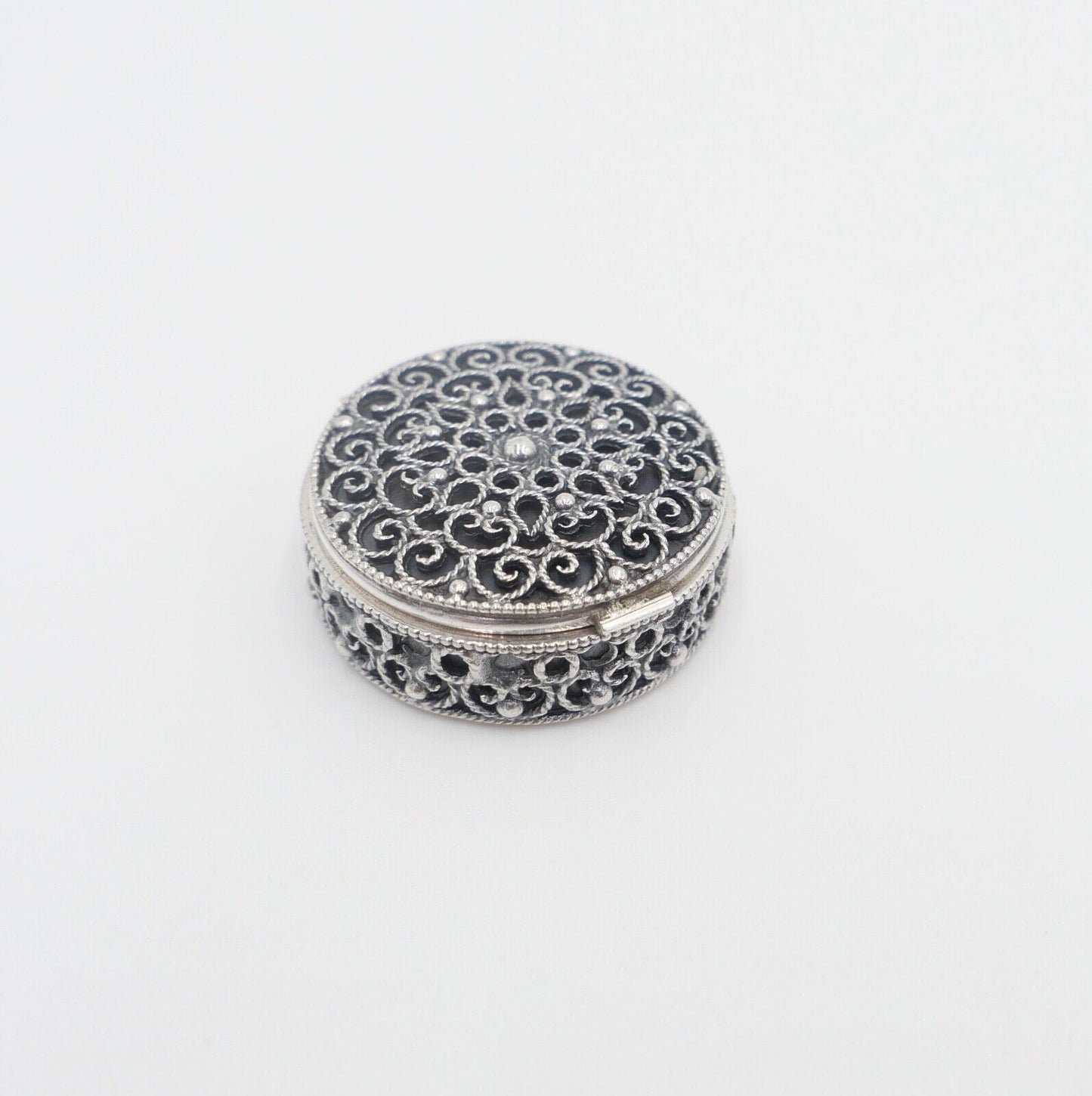 30er Jahre filigrane Silber Dose pillenröschen 835 Silber - Antikhandel-Stuttgart