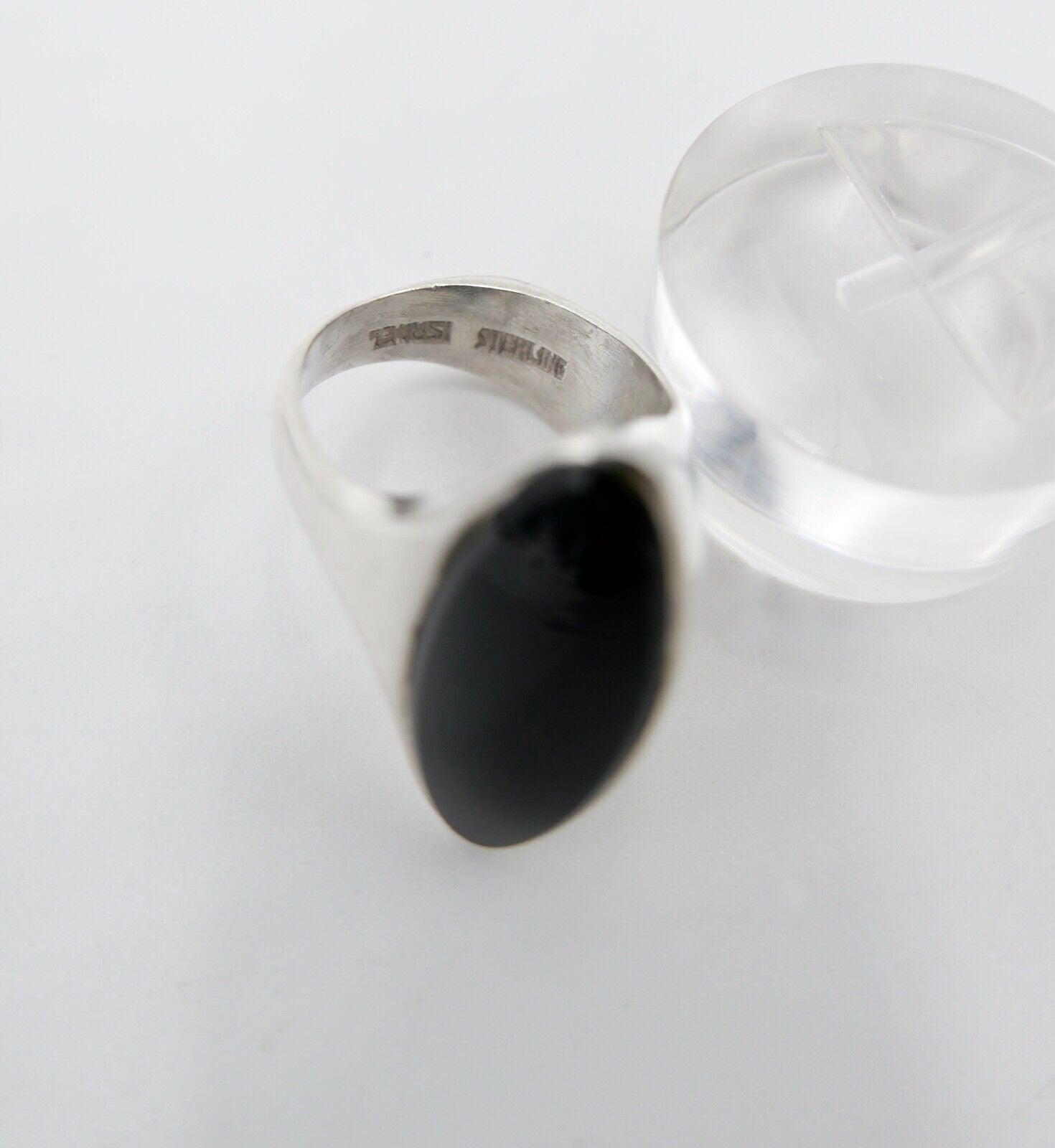 80er Silberrring Damen asymmetrisch skulpturale Ring ONYX Gr. 50 Silber 925 - Antikhandel-Stuttgart