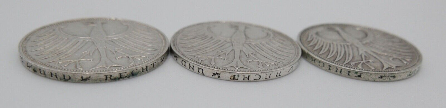 3x 5 DM 1956 J.387 Silbermünzen Silberadler Heiermann D F J - Antikhandel-Stuttgart
