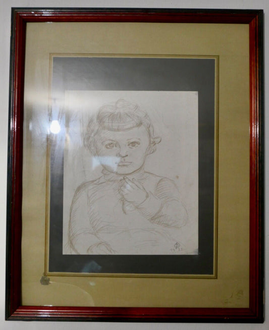 OTTO DITSCHER Bleistiftzeichnung " BABY / KIND " 1933 Pfalz 54x44cm - Antikhandel-Stuttgart
