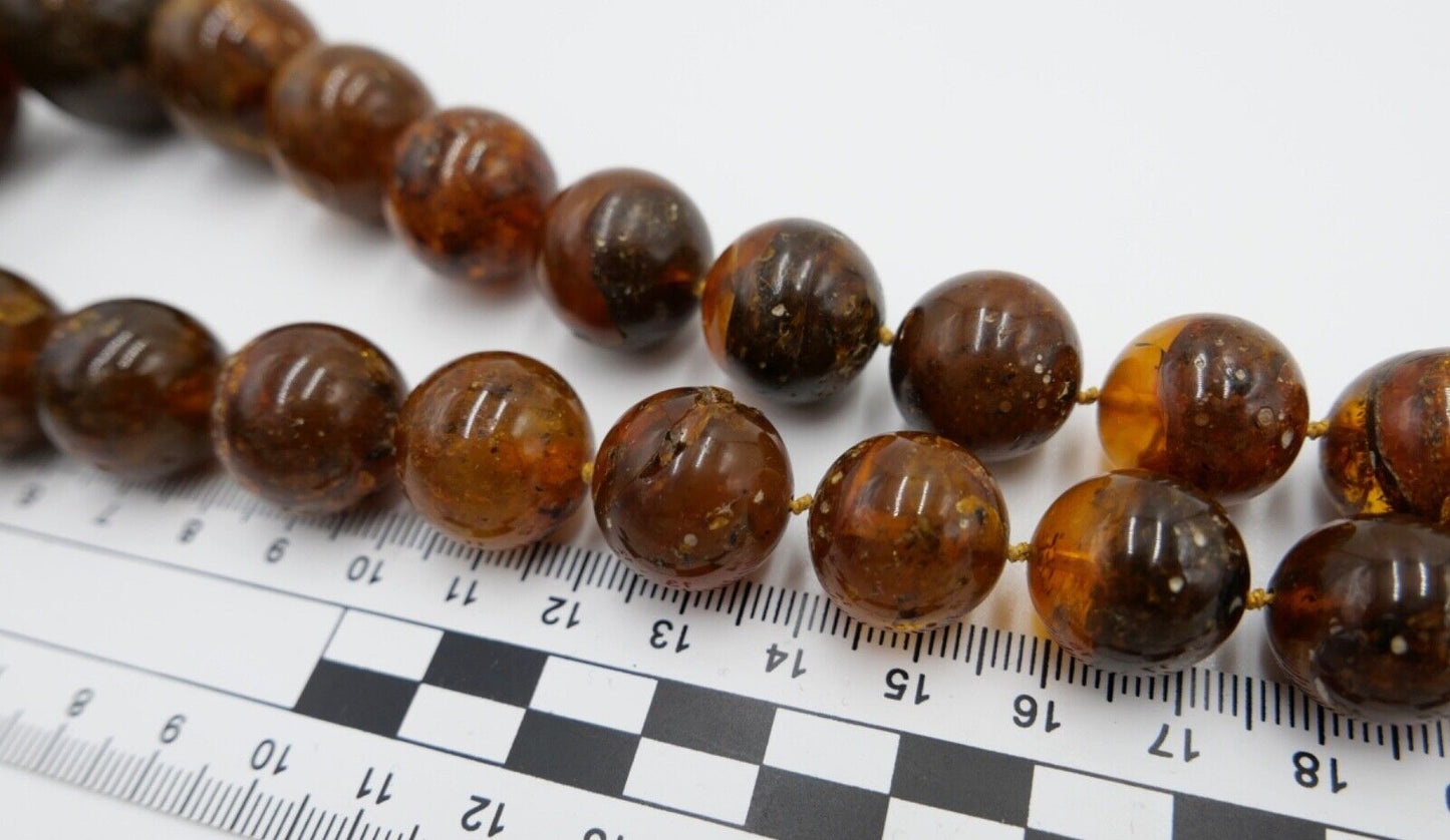 vintage XL Bernstein Kette / Collier / Halskette Kugeln 122 Gramm / 82 cm - Antikhandel-Stuttgart