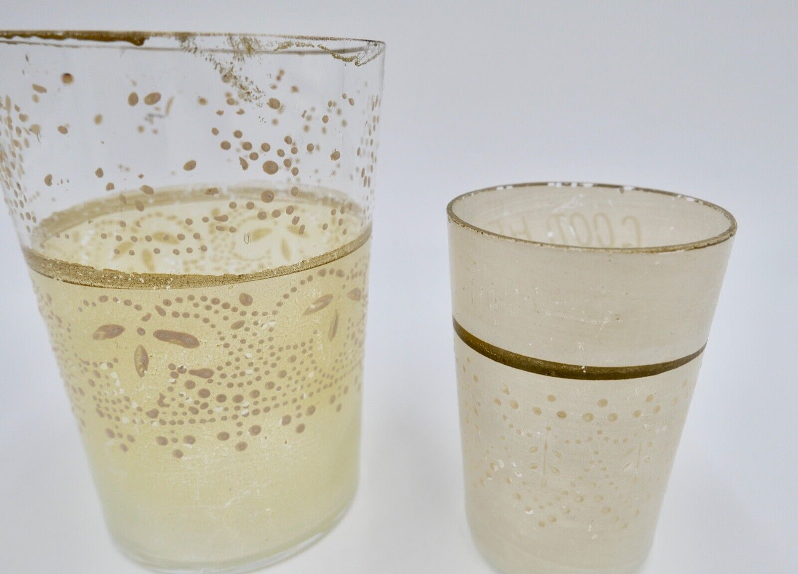 2 antike Gläser / Becher 1820-1850 Handbemalt England GOOD HEALTH - Antikhandel-Stuttgart