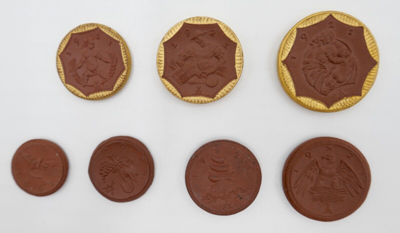 7 Münzen Posten / LOT Notgeld SACHSEN Meißner Porzellan 1921 Pfennig Mark - Antikhandel-Stuttgart