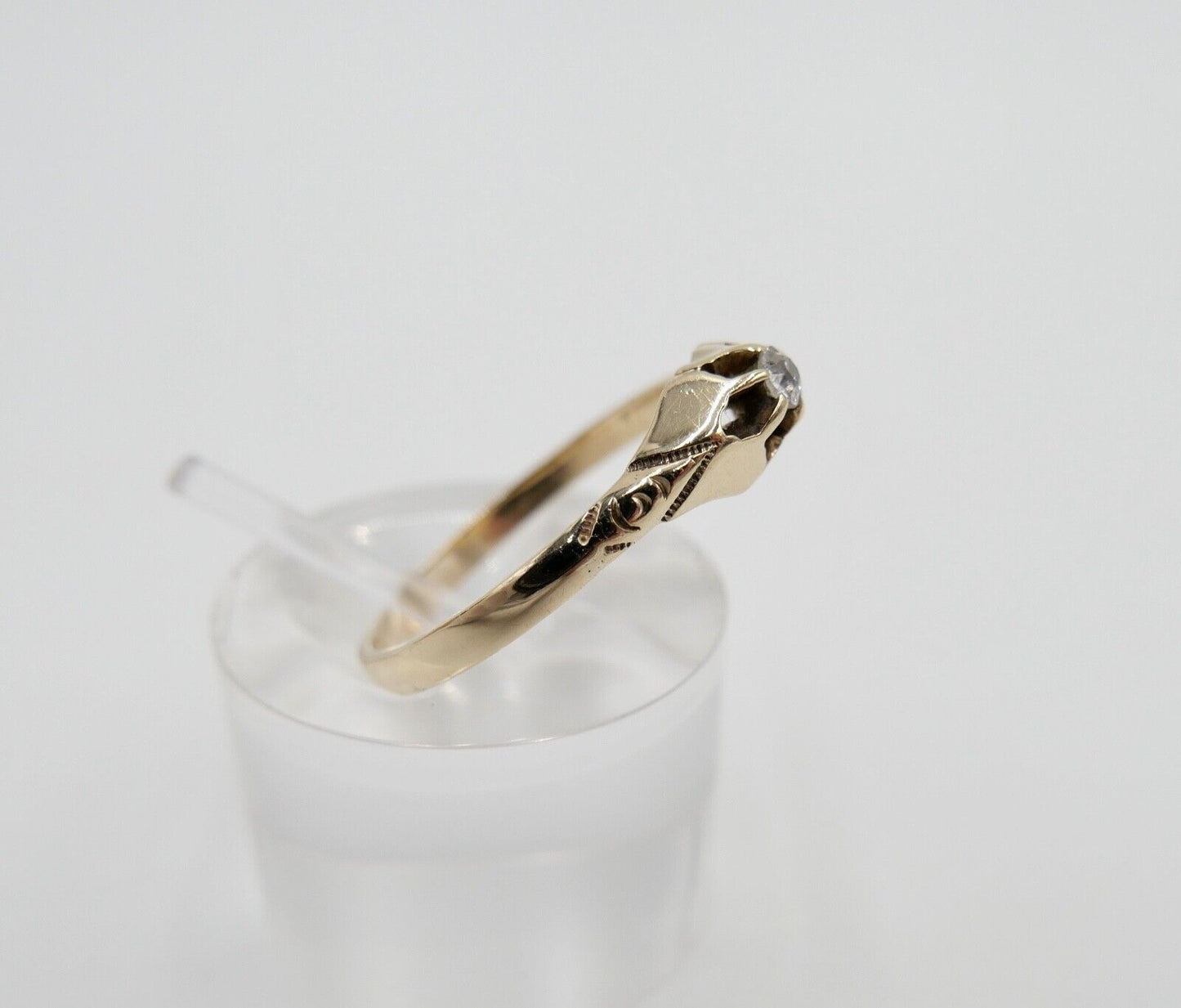 Antik um 1900 Jugendstil Solitär Ring Gold 333 Diamant Damenring Gr. 58 - Antikhandel-Stuttgart