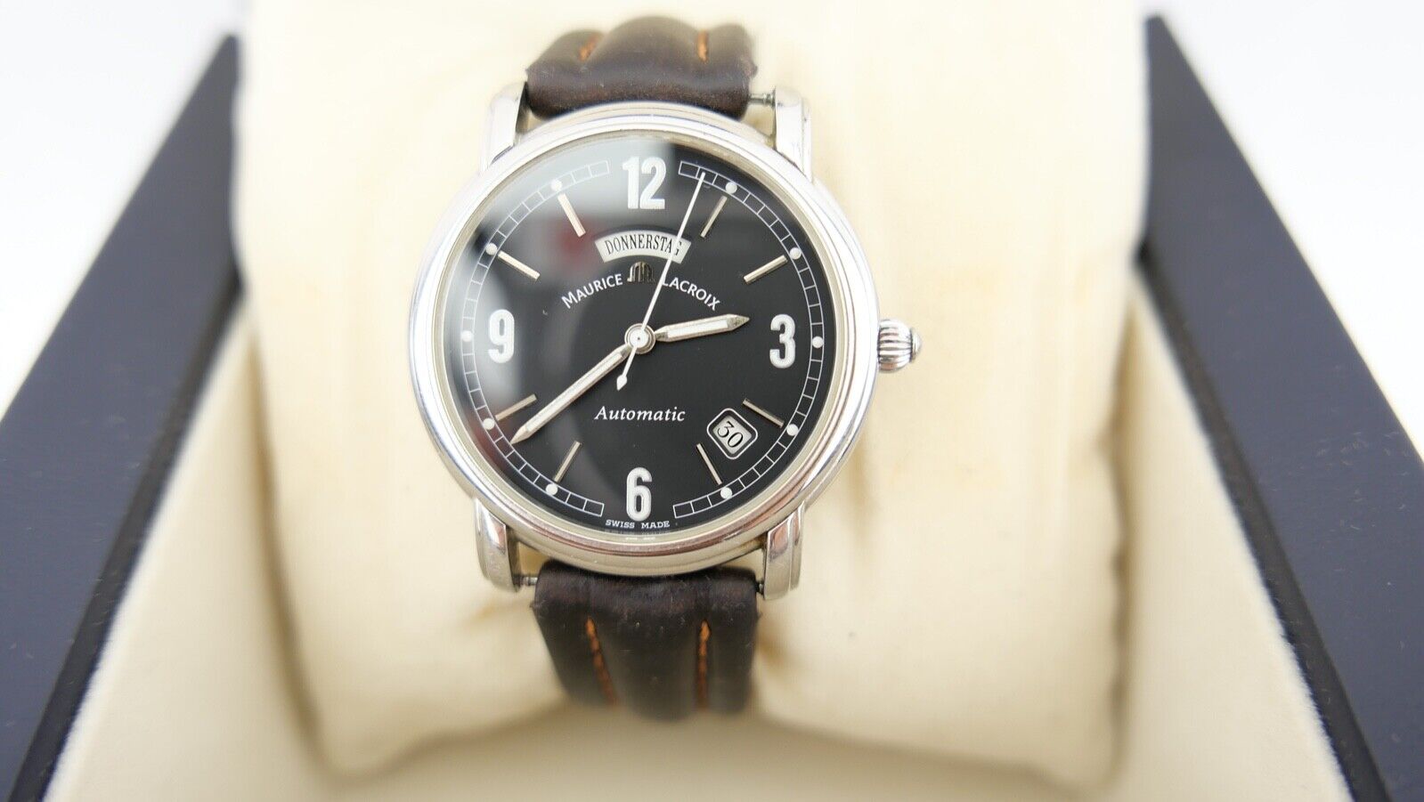 Maurice Lacroix Pontos 09777 Automatic Herren Uhr Day Date Edelstahl Eta 2836-2 - Antikhandel-Stuttgart