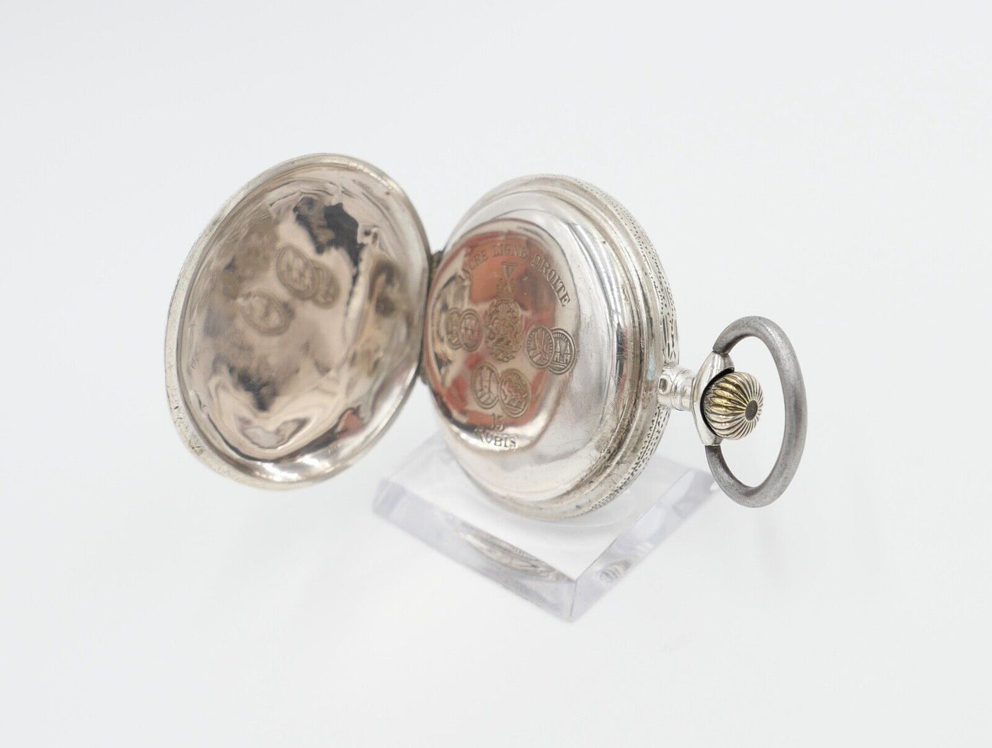 große antike Silber Savonette Taschenuhr Ø 53 mm um 1900 Olgetta funktionsfähig - Antikhandel-Stuttgart