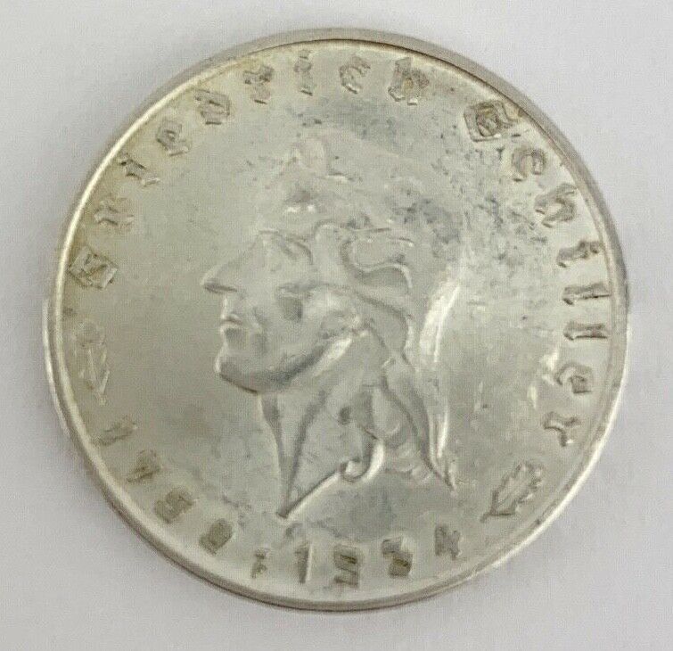 2 Reichsmark DRITTES REICH 175 Geburtstag Friedrich Schiller 1934 F J. Jäger 358 - Antikhandel-Stuttgart