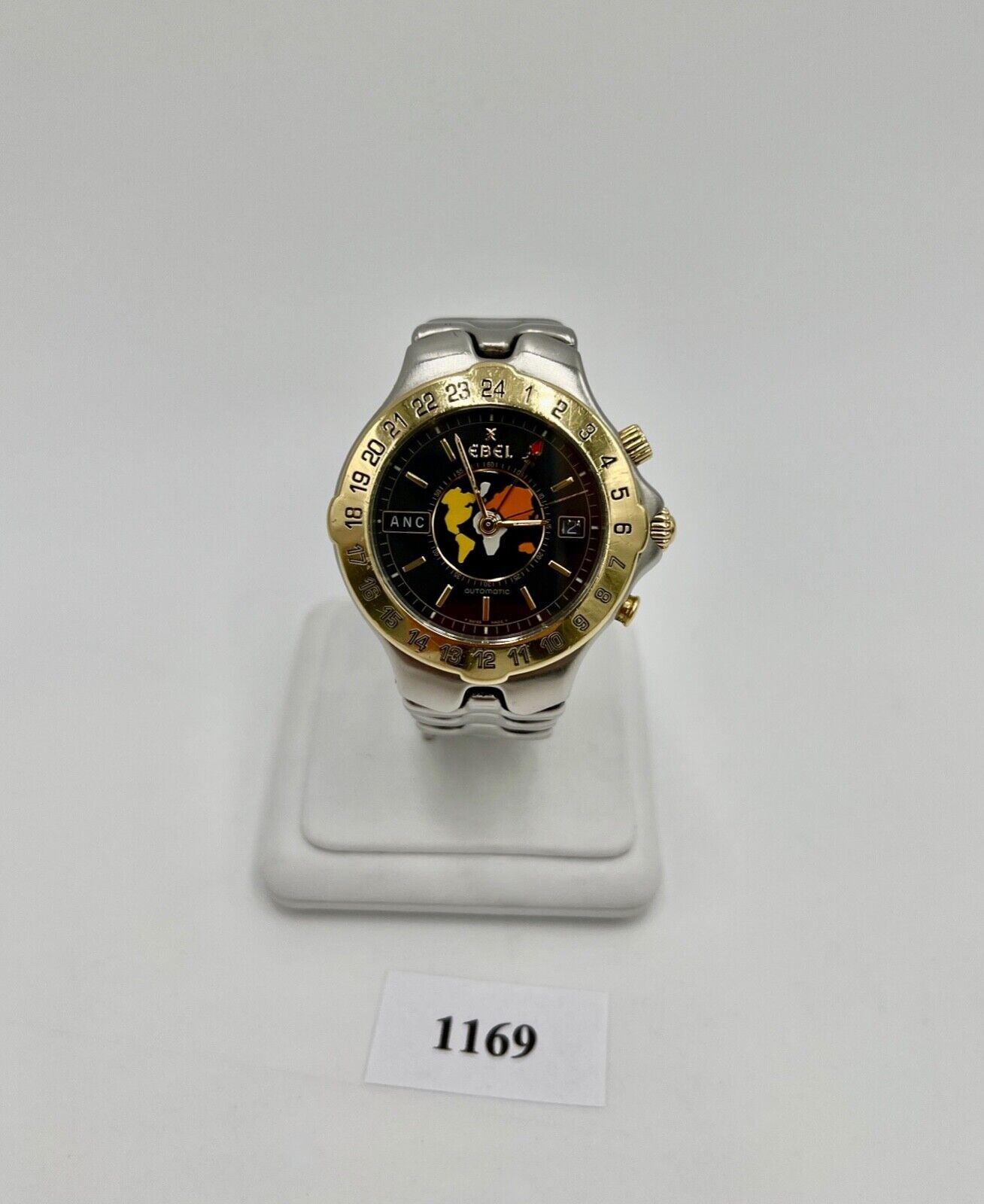 Vintage EBEL Sportwave Meridian GMT Ø40 mm Stahl 750 / 18K Gold Model 6122641 - Antikhandel-Stuttgart