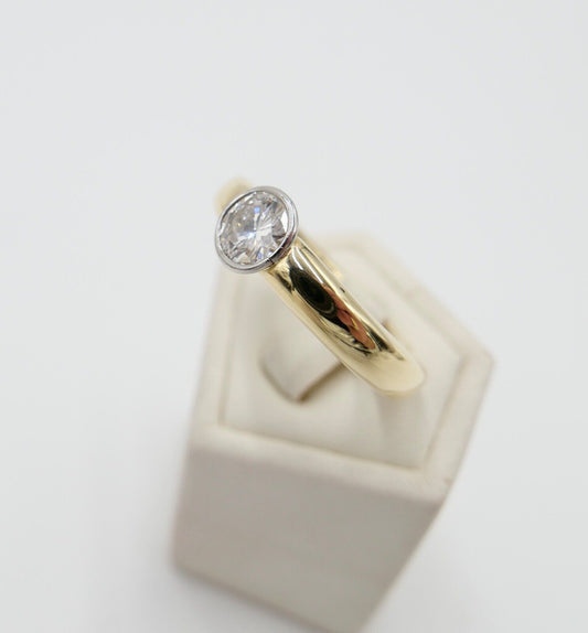 Massiver 750 18K LUXUS Gelbgold Damen Brillant Spannring 0,90 Ct tGr.56 - Antikhandel-Stuttgart