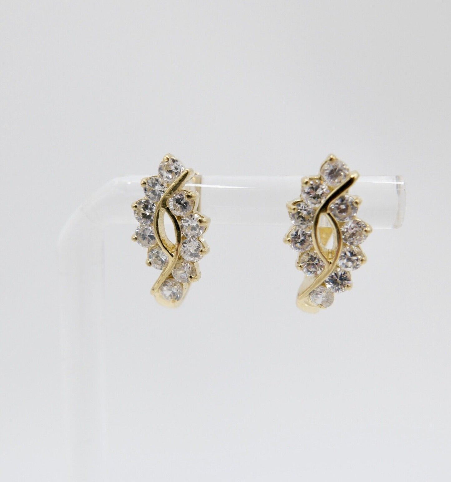 1,2 Ct Zirkonia Diamant Imitat Elegante Creolen Clips Gold 585 14K SARA Ohrringe - Antikhandel-Stuttgart